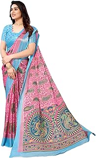 Bee M Pee Designer Banarasi Brasso (bedruckte Sarees für Frauen Kollektion_Grau), Grau, Einheitsgröße, Grau, Einheitsgröße, Grau, Einheitsgr��e