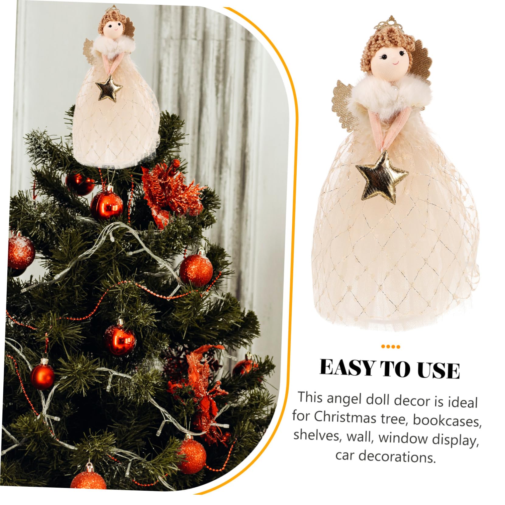 Adorno para Árbol De Navidad Ángel Dorado Decoración De Mesa Figura Encantadora para Fiesta