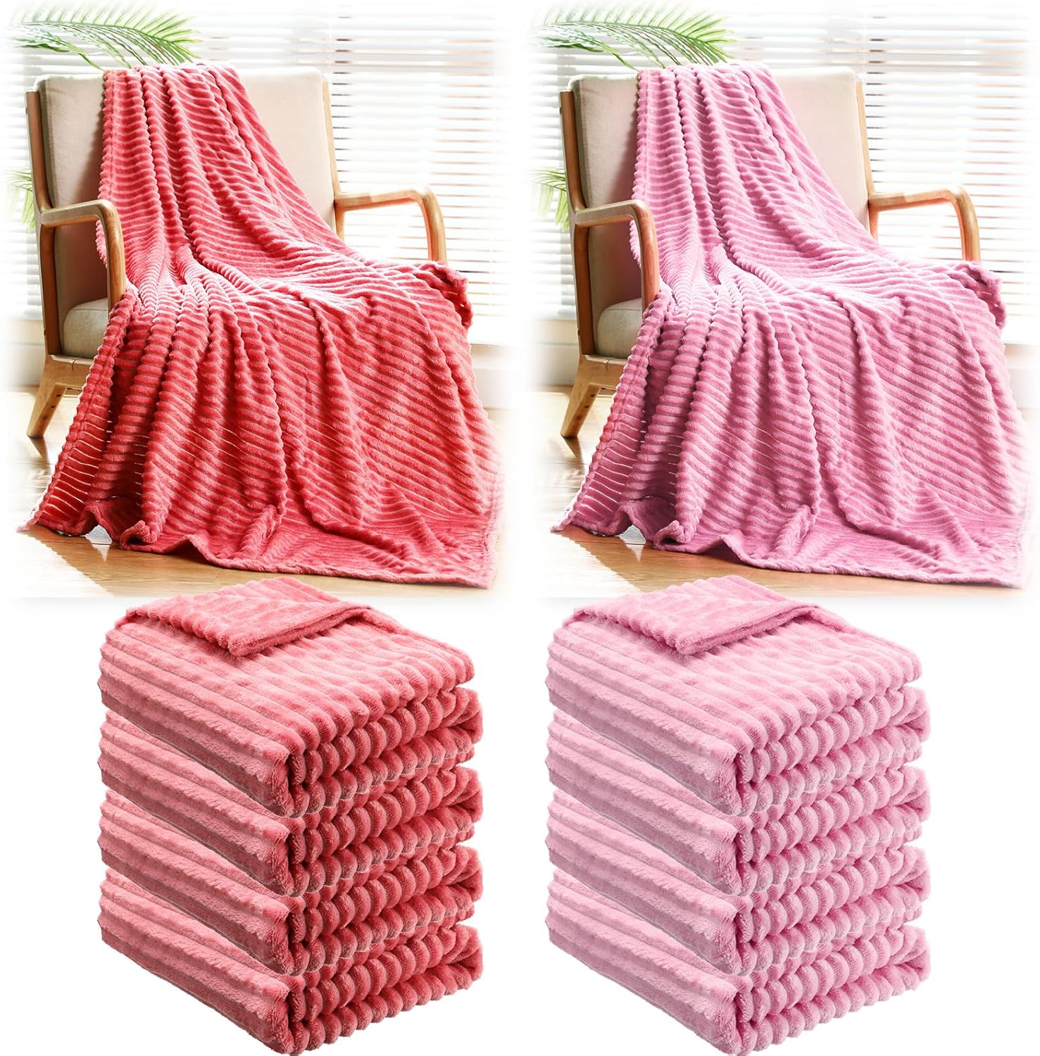 buryeah 50 x 60 inches fleece throw blanket soft cute warm plush flannel fluffy blankets for sofa couch bed seasons employee appreciation gifts bulk(pink) pink 10