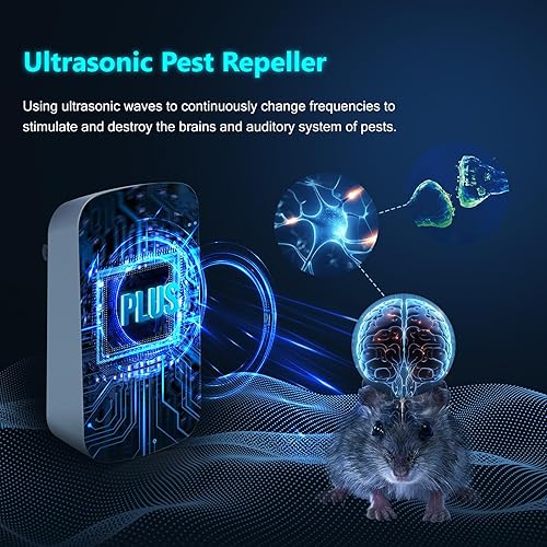 Miniatura 3 de Paquete de 6 repelentes ultrasónicos de plagas, repelente ultrasónico para interiores para cucarachas, roedores, ratones, insectos, mosquitos,