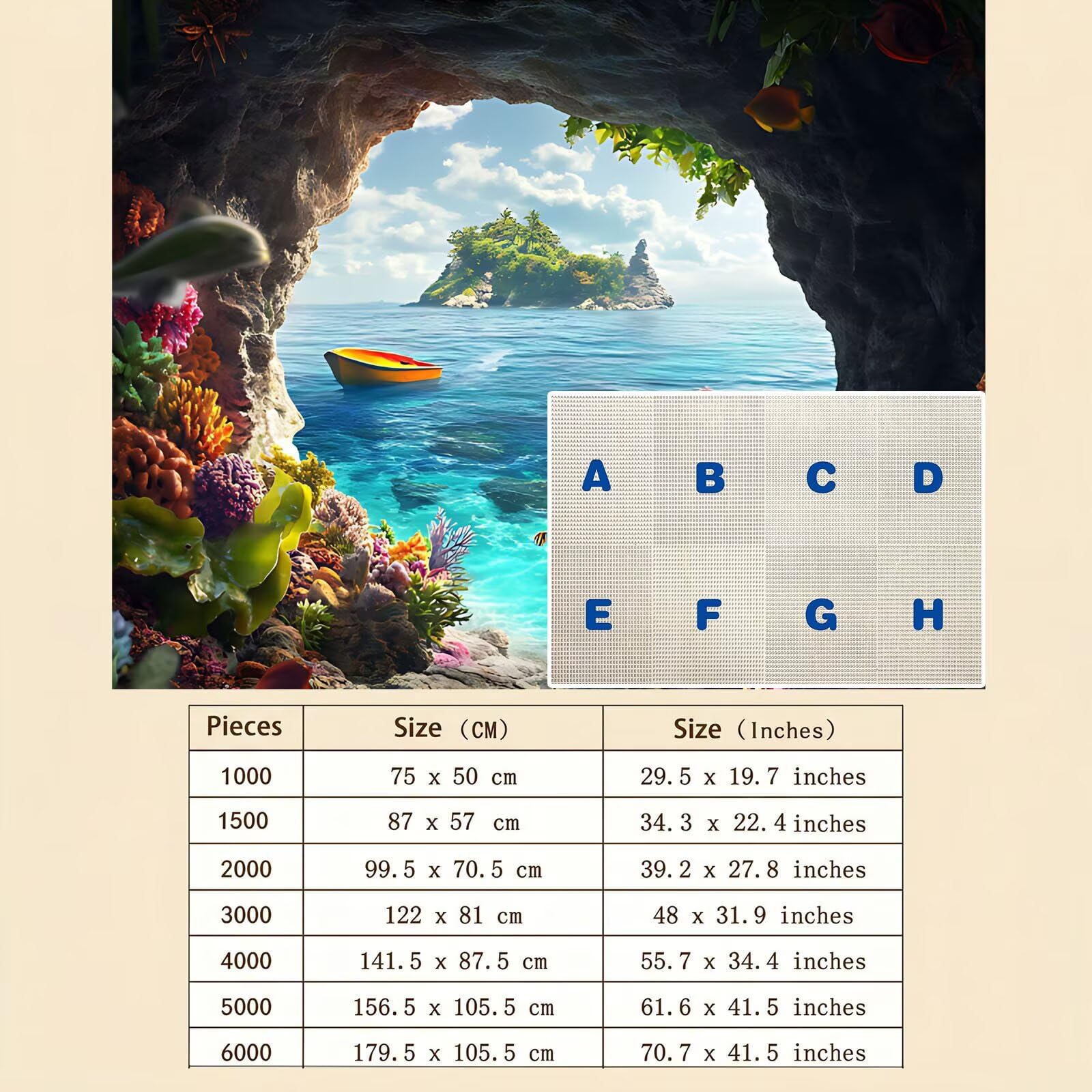 Bote Playa Puzzle de 5000 Piezas, Juego de Mesa Familiar de Madera - Rompecabezas Adultos para Toda La Familia, Rompecabezas Educativo DIY y Antiestrés - con Mapa de Referencia, 156 x 105 cm f0-96