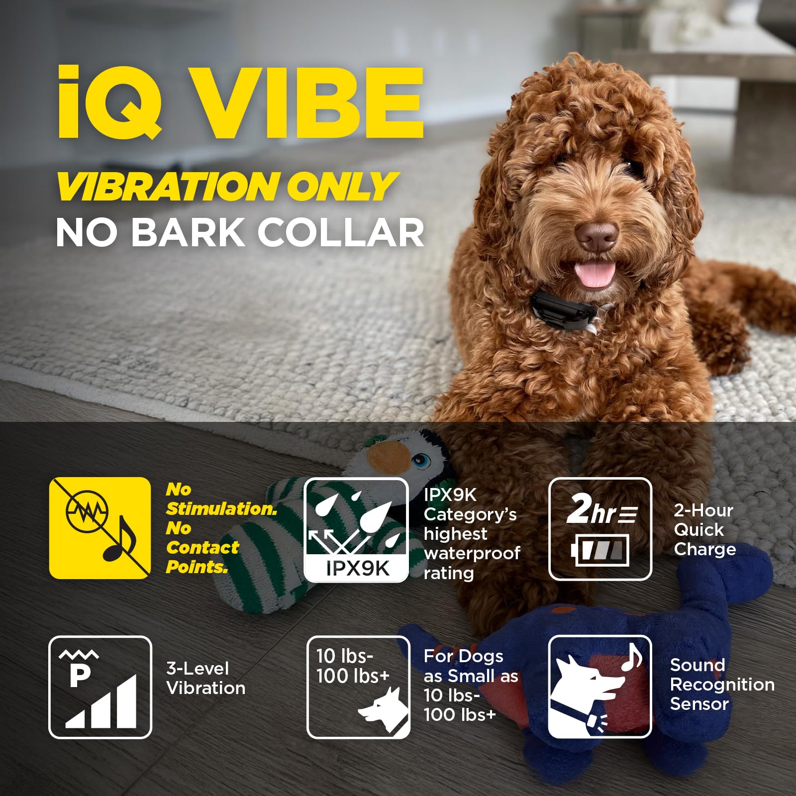 Dogtra iQ Vibe Vibration Only No Bark Collar: 4X Stronger HPP Vibration IPX9K Waterproof Precision Sensor Rechargeable product thumbnail 3