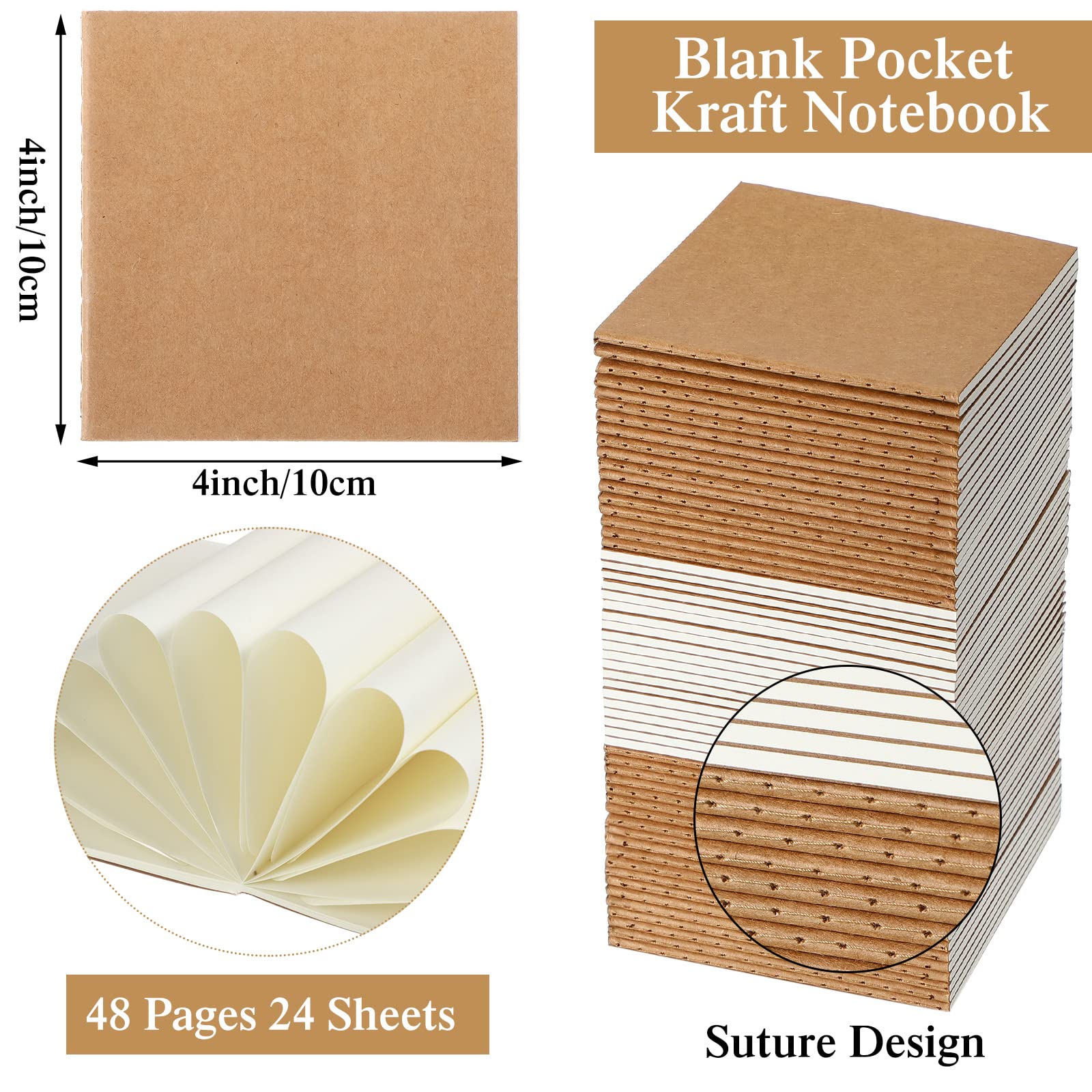 Juego de 100 mini cuadernos a granel pequeños de papel kraft con rayas en blanco, cuadernos de bolsillo para niños, cuaderno de bocetos para dibujo, suministros de oficina, cuadernos pequeños de 4 x 4