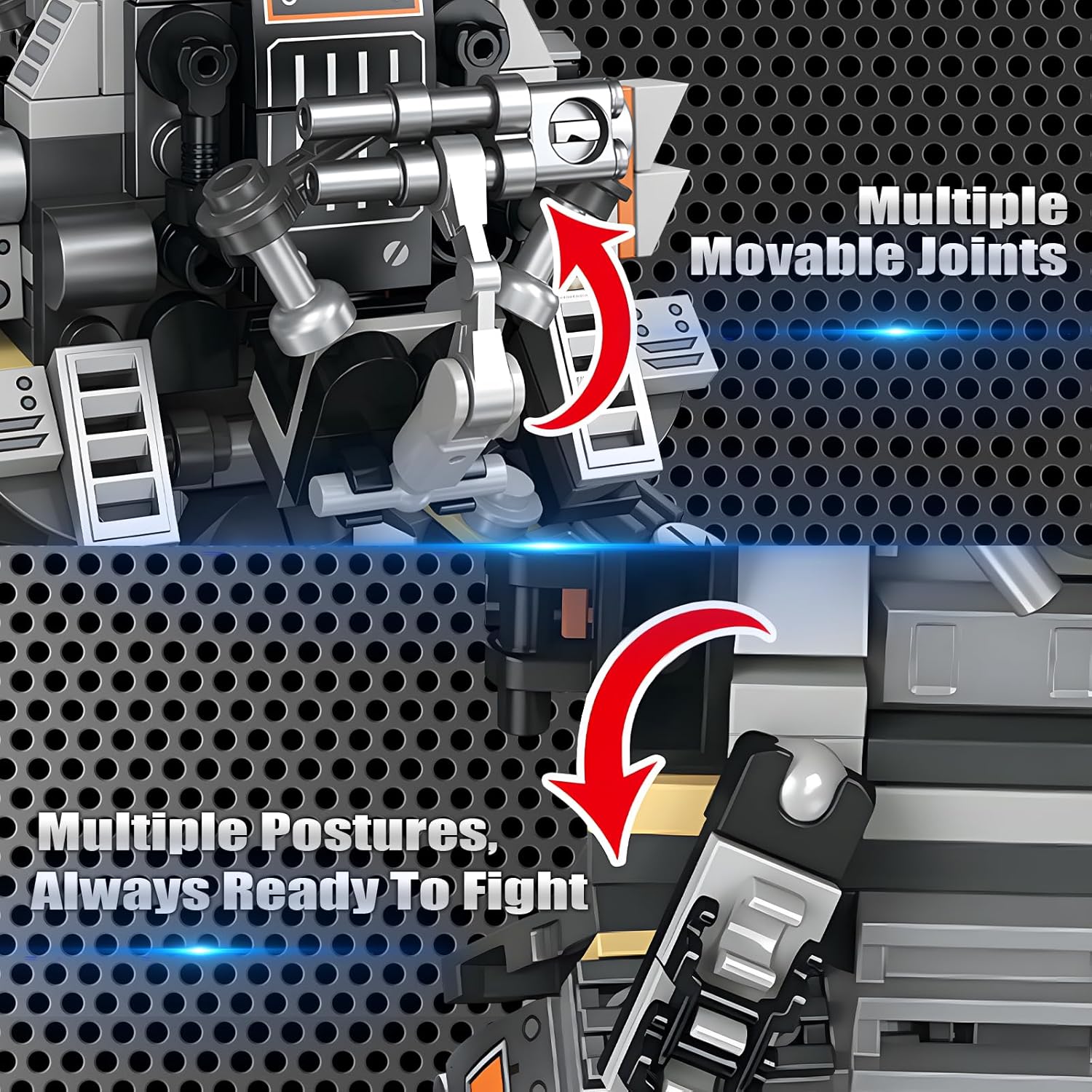 HIGH GODO Black Empire Mech Building Blocks Set for Adults, Motorized Robot Building Toy with Multiple Weapons, Combat Armor Style Warrior Collectible Gifts for Fans Man Teens Ages 14+ (684 Pieces)