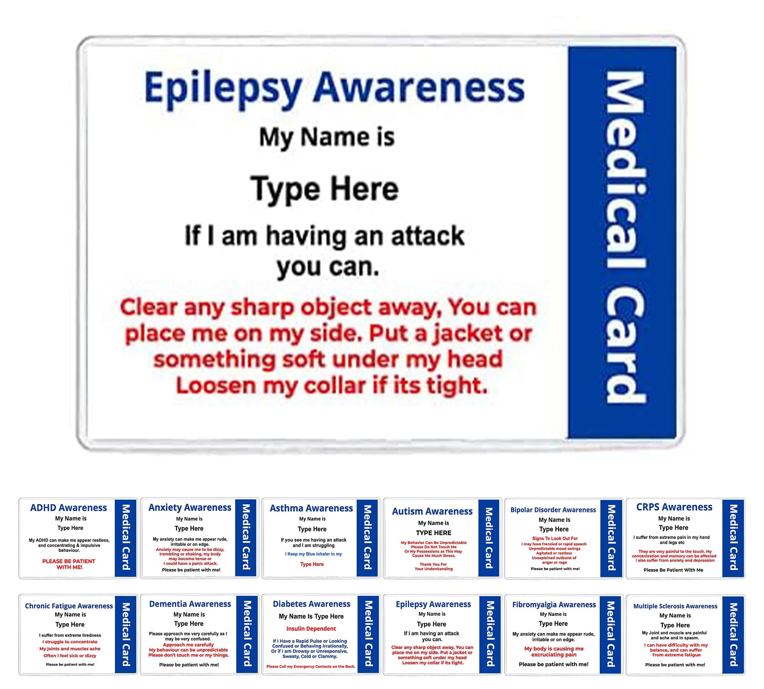 Quantum Leap Epilepsy Awareness Badge Card for Hidden Medical Disabilities (Epilepsy) Personalised with Your Name & Emergency Contact Details — image 1