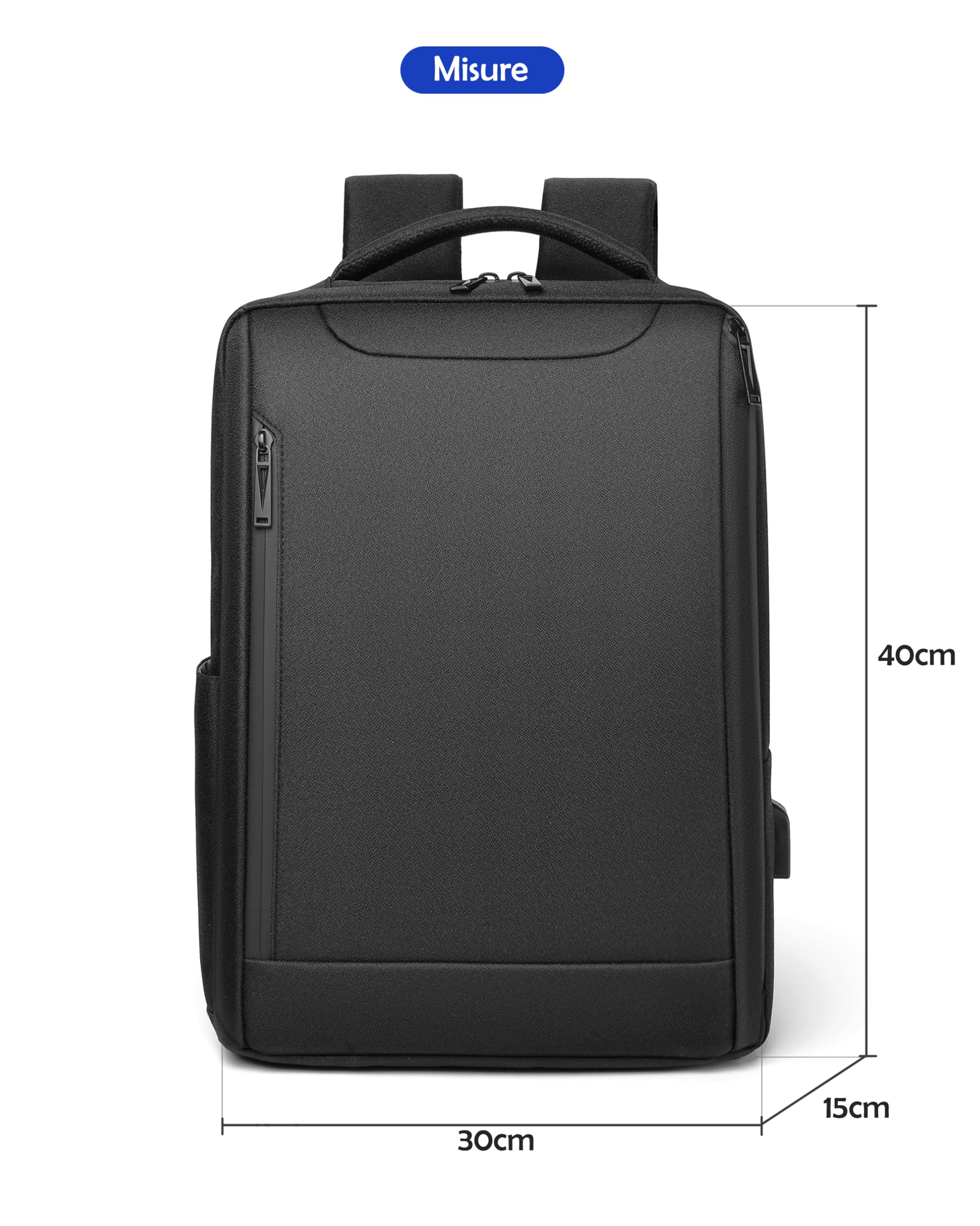 Mixroom - Zaino Porta PC con Scomparto Custodia per Computer Portatile Borsa Laptop Notebook fino ai 15.6" Con Attacco USB Scuola Viaggio Casual Z38 (NERO)