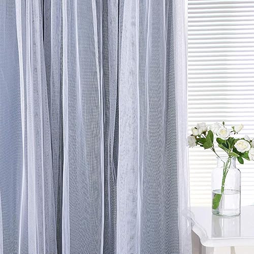 Miniatura 5 de PONY DANCE Cortinas opacas azul marino, cortinas grandes de doble capa con elegancia transparente, cortinas para sala de estar, para mezclar y