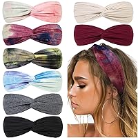 Vista 29 de Huachi Diademas para mujer con nudos torcidos, bandas elásticas bohemias para el cabello, antideslizantes, para niñas, turbante entrecruzado, liso