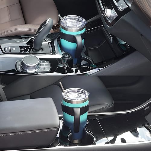 Vista 53 de WETOWETO - Vaso térmico de acero inoxidable de 20 onzas con mango, taza de café con 2 tapas y 2 pajillas, doble pared con aislamiento al vacío, vaso