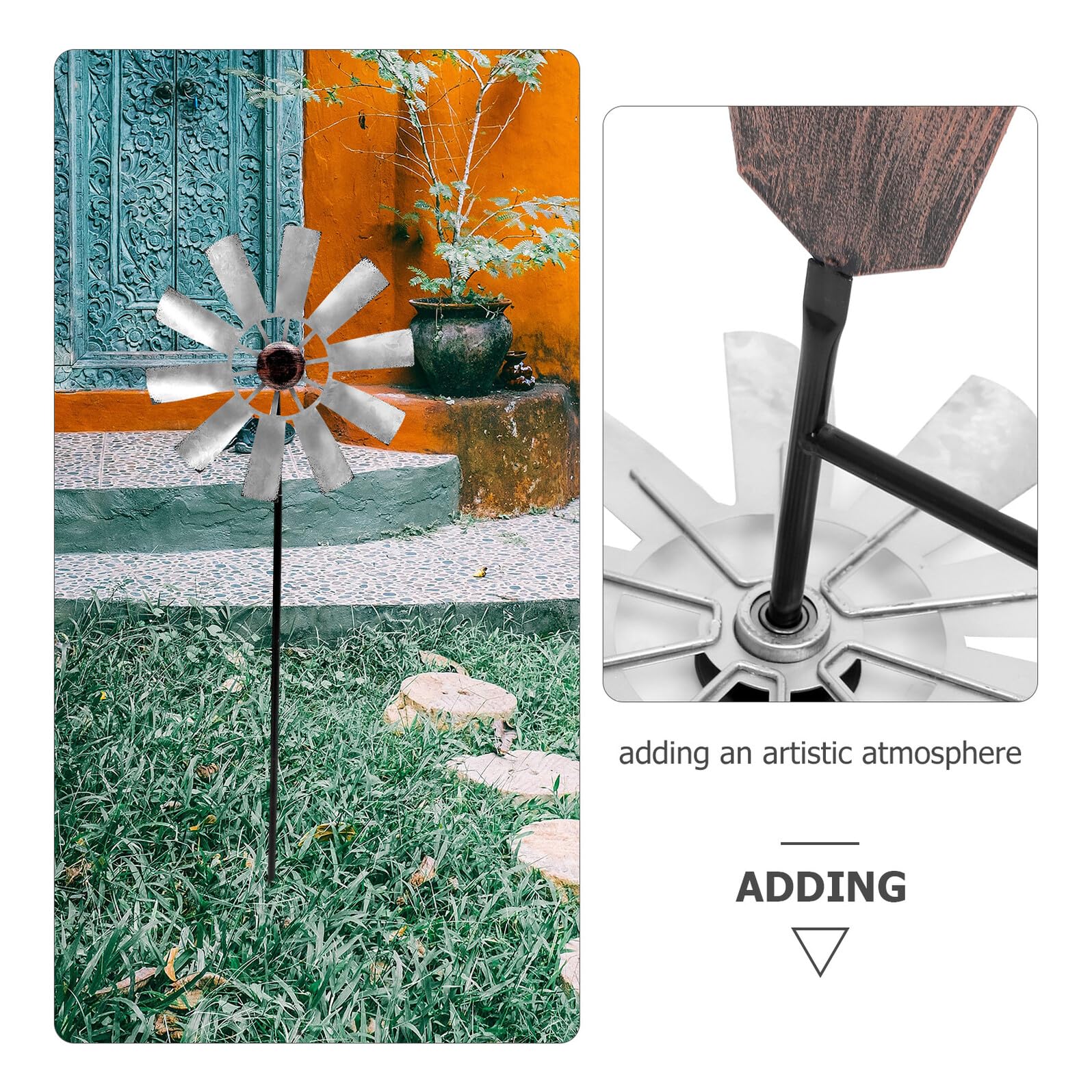 NUOBESTY Große Drehbare Windmühle aus Robustem Metall Farbiges Windrad Gartendekoration für Balkon und Garten