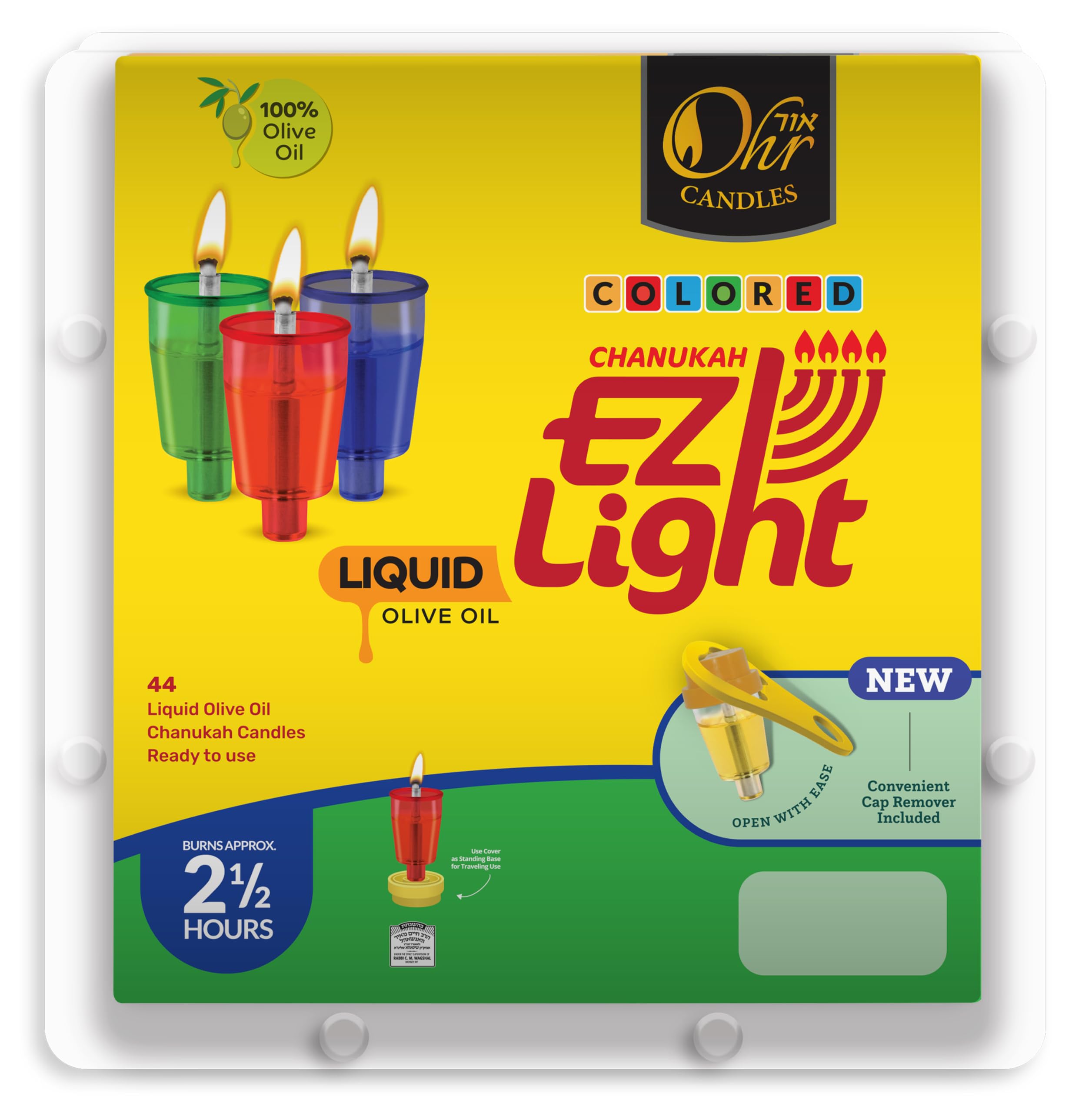 44 kosher olive oil Hanukkah candele in bicchiere ignifugo Mixed