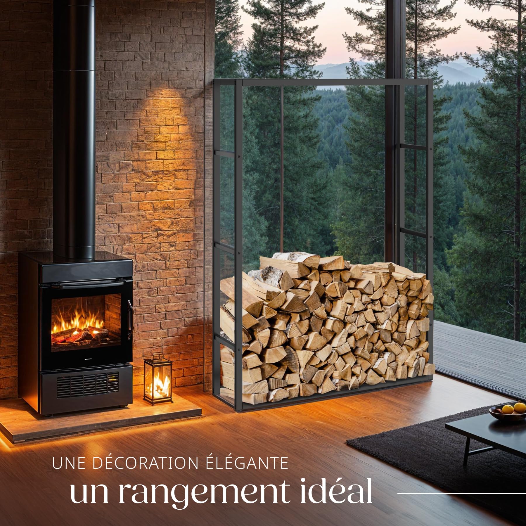 tectake® Porte-bûches intérieur & extérieur Étagère pour bois de chauffage Design 100,5x25x150 cm Accessoires pour cheminée Rangement Bois interieur Range buche interieur Range buches exterieur