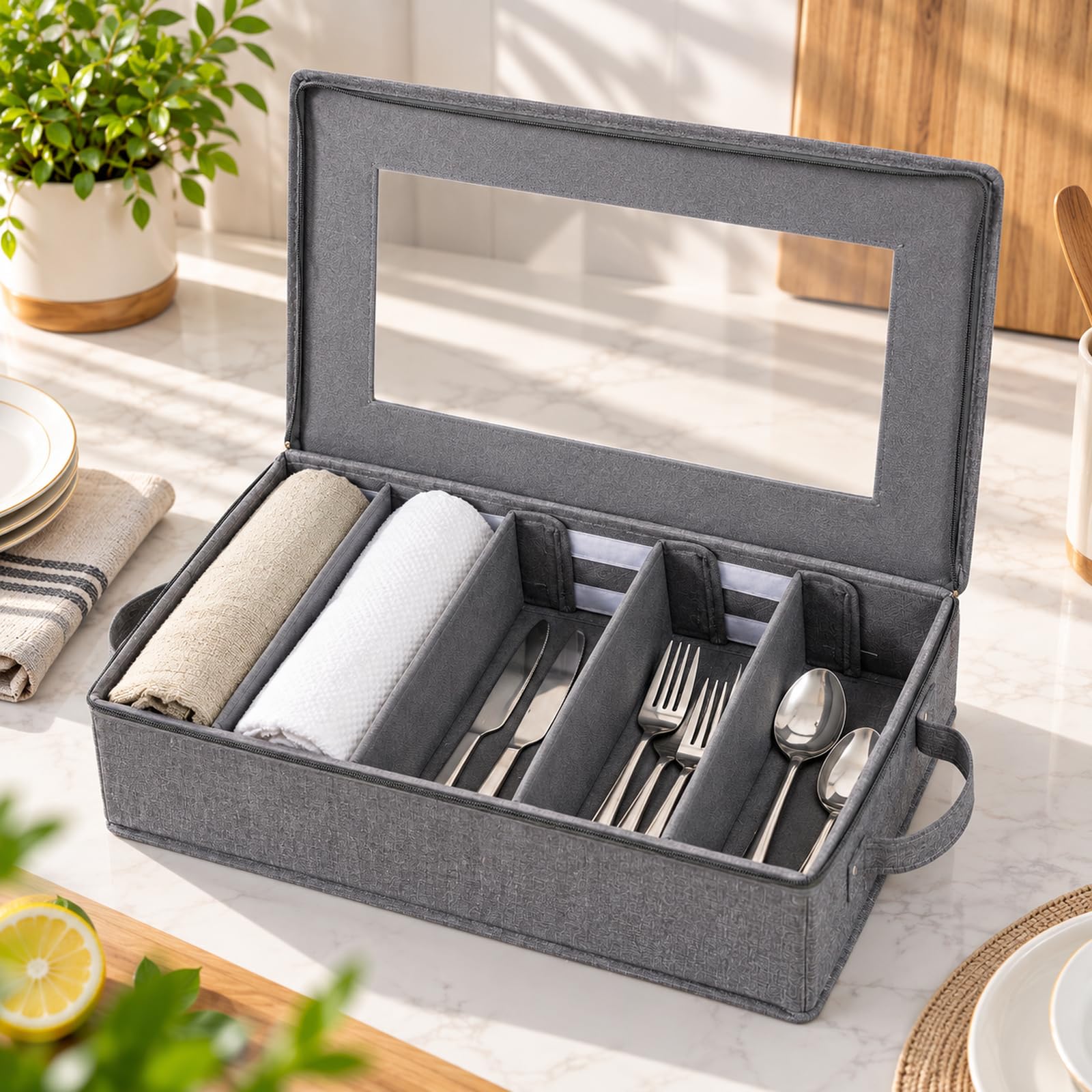 Amazon.co.jp: 食器食器収納ケース 銀食器収納ボックス チェスト