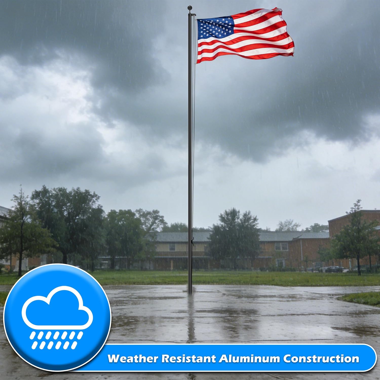 QIOMALA Flag Pole with American Flag for Outside, 20FT Aluminum Flag Pole Kit with Black Ball Topper, 3x5 Embroidered US Flag Tangle Free Flagpoles for Yard Garden, Residential & Commercial Use