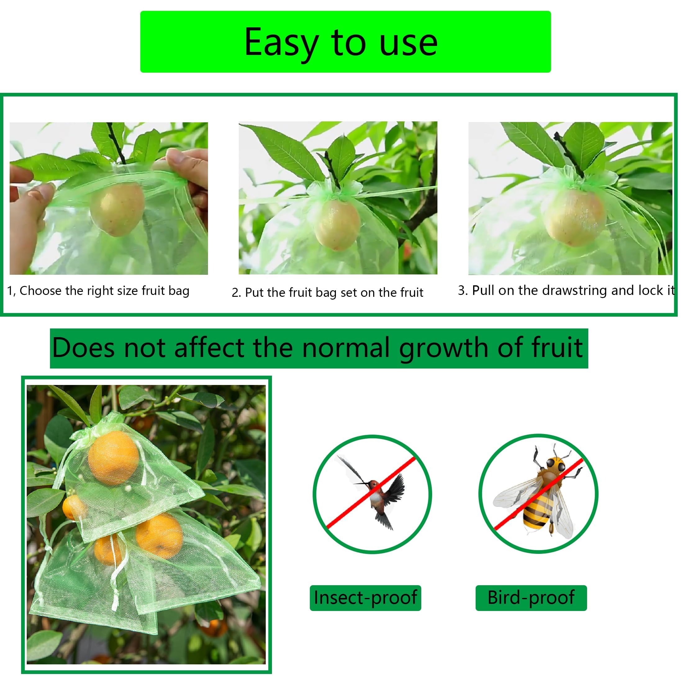 Sac Protection Fruits 40x30cm 50 pièces Sachet Protection Raisin Respirant Cordon Serrage