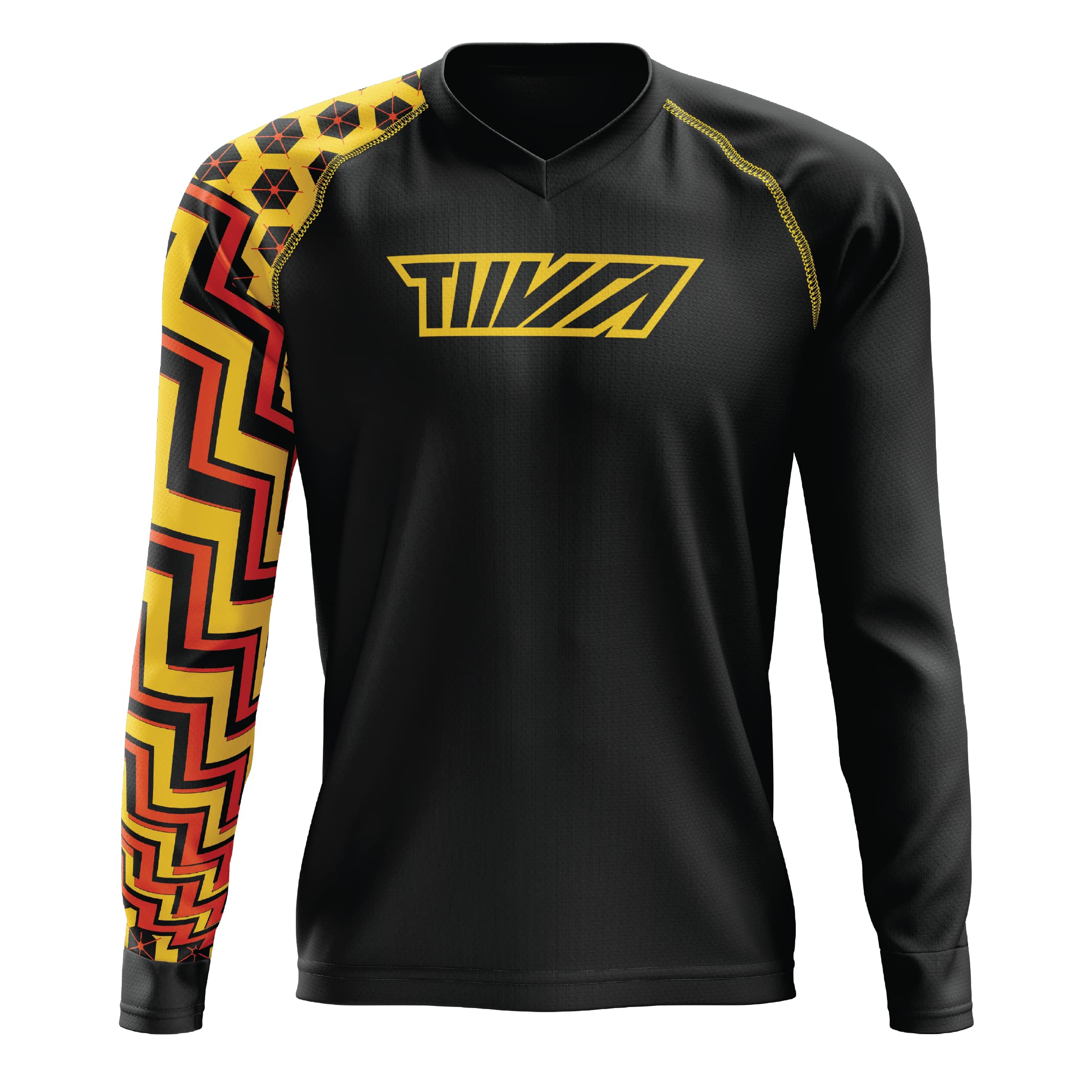 TIIVRA Buzzy Long Sleeve Raglan Jersey- Graphic Throttle Sleeve, Quick Dry, Moisture Wicking, Ventilated Panels