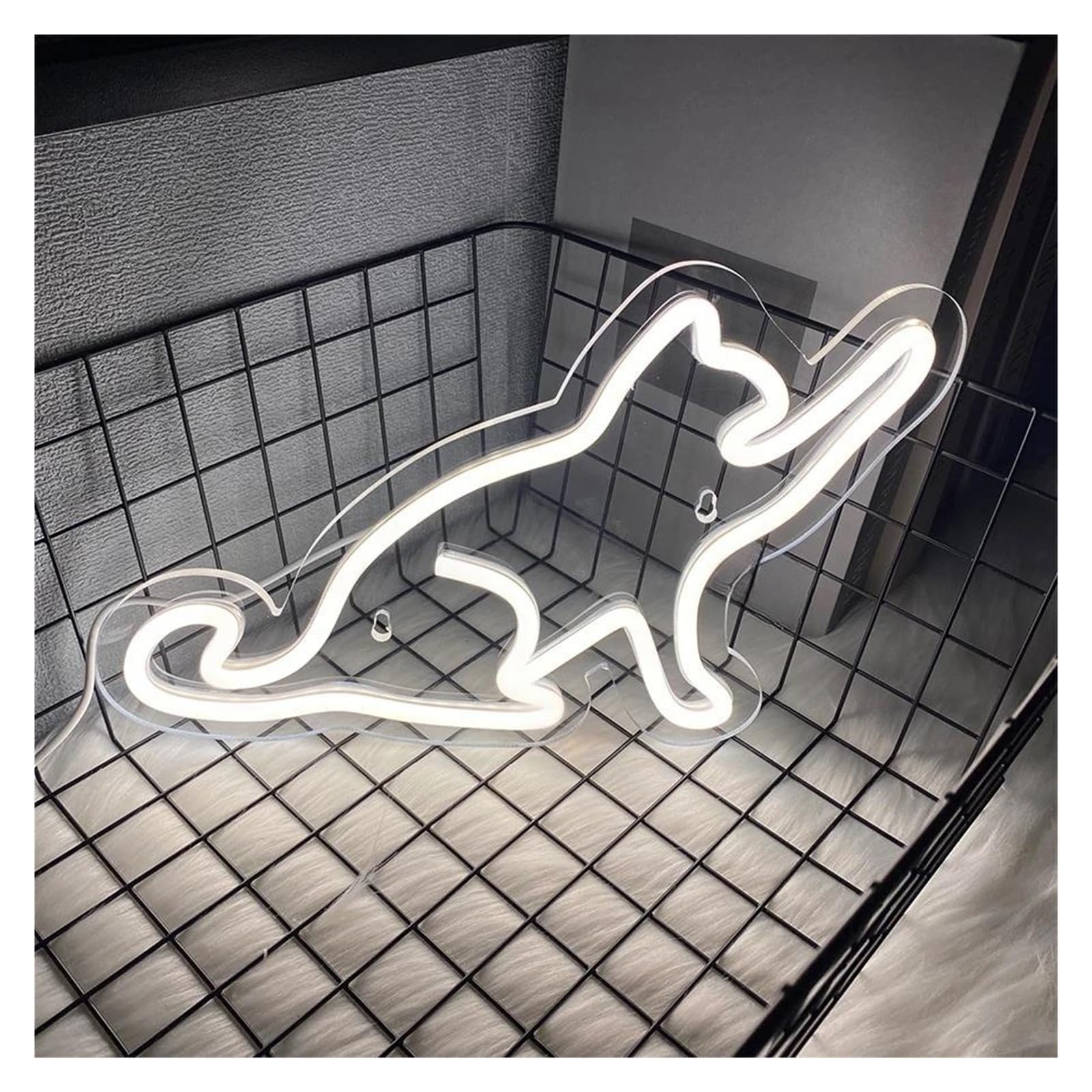 Décor Mural Lumière Néons De Chat Blanc, Veilleuses Décoratives D'art Mural 3D Alimentées Par USB, Utilisées Pour Les Panneaux De Décoration De Maison De Chat 19.5cm×30.5cm