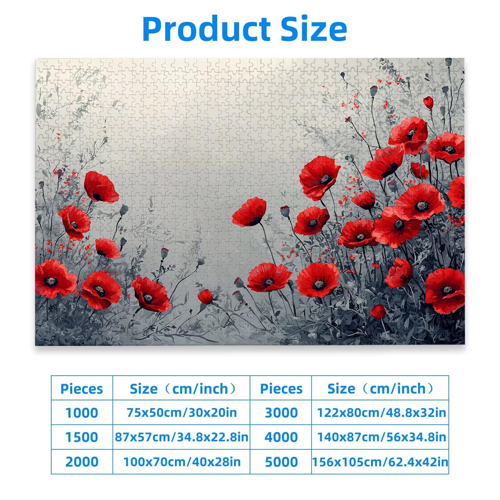 Puzzle Pavot 4000 Pièces Adultes, Puzzle 4000 Pièces pour Adultes et Enfants à Partir de 14 Ans, Fleur Puzzles Bois de Qualité Supérieure avec Une Boîte d'emballage Exquise, Cadeau Femme/Homme, -2957