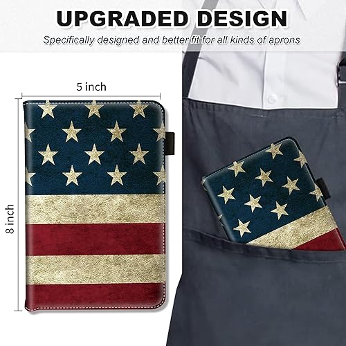 Miniatura 3 de RYUITHDJP Libro de mesera para camarera, libros de camarera con bolsillo con cremallera, diseño de mariposas, diseño morado, organizador de libros