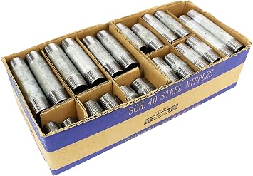 CMI Inc 1/2" X 66 Industrial Steel Galvanized Pipe Assorted Pack, For DIY Home Furniture Pipe Decor, Fits 1/2 Inch Galvanized Threaded Pipe Nipples and Fittings 1/2"x66