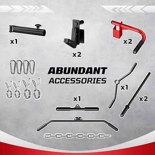 Miniatura 7 de Jaula de potencia, 2000 libras, multifunción, S11, estante para sentadillas con sistema de polea ajustable y más accesorios de entrenamiento,