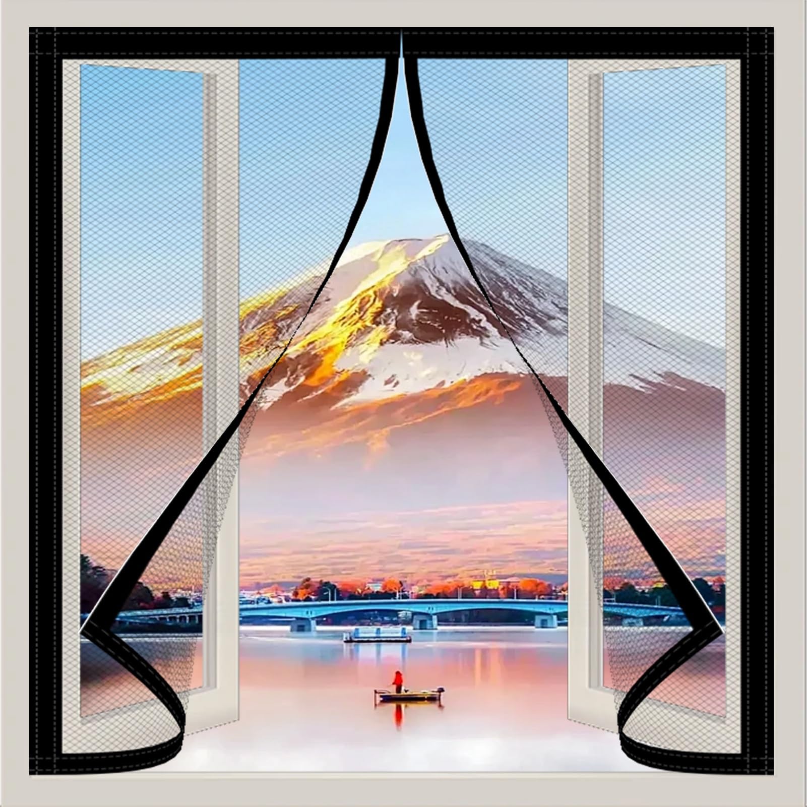 Goutui Black Window Fly Screen Magnetic 116 X 96 Cm Keep Open Feature Ventilation Fly Screens For Windows Easy Installation Hundreds Of Sizes For Doors And Windows,