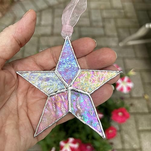 Miniatura 5 de Regalo para bebé niña, estrella iridiscente hecha a mano con mensaje sincero, regalo de bienvenida para bebé niña (rosa)