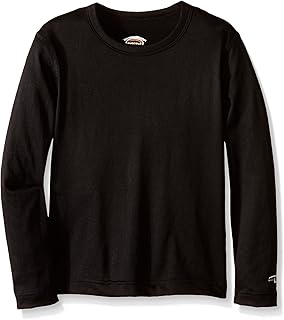 Duofold Boys Mid Weight Varitherm Thermal Shirt, Black, X-Small