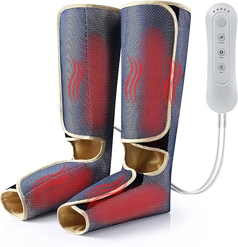 Maxidea Masajeador de piernas de compresión de aire de circulación con calefacción, para circulación de piernas y pantorrillas, masaje de muslos, 3