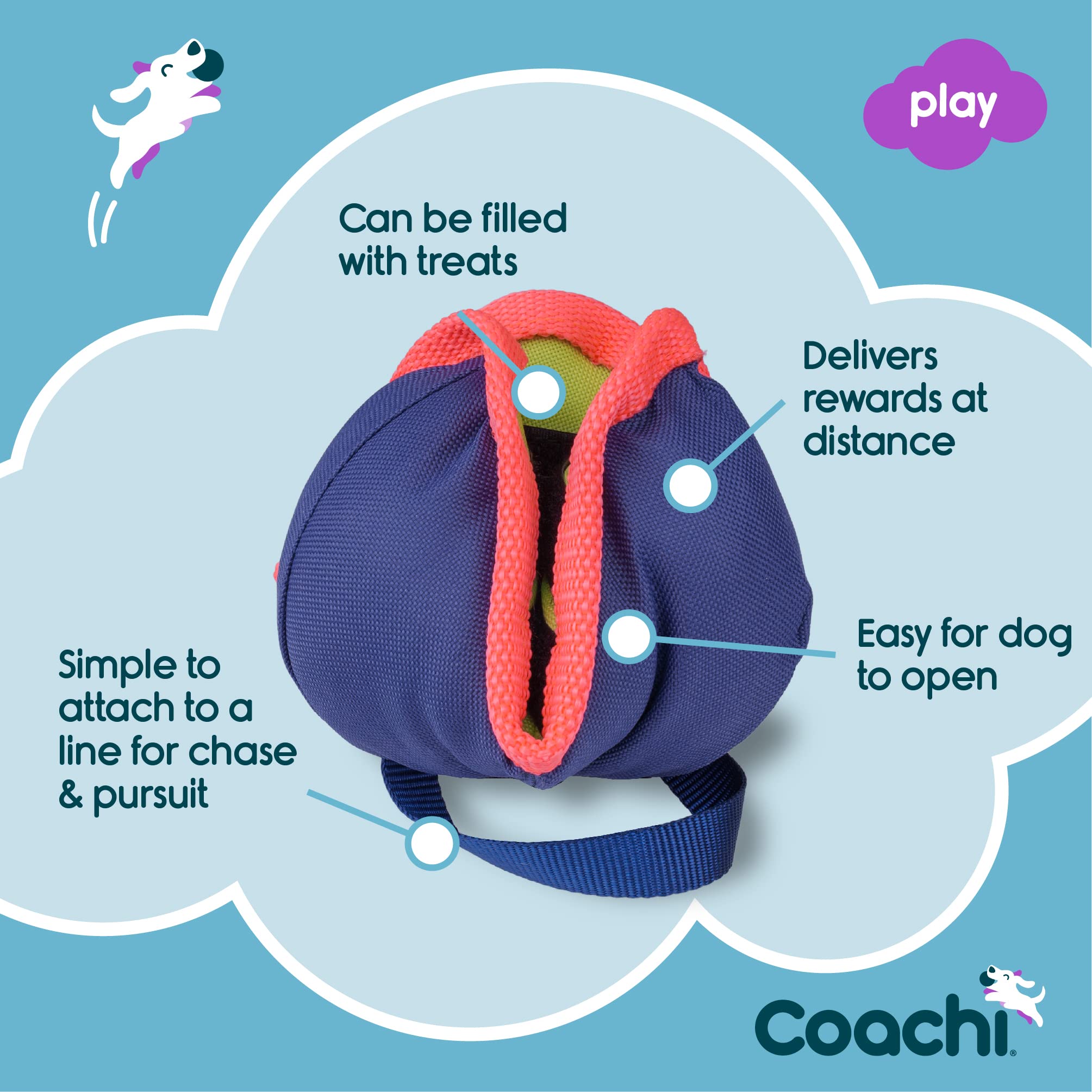 Coachi Chase & Treat, Great for Play & Chase, Agility & Distance Training, Encourages Interaction, Good for Motivating, Distance Reward Training & Encouraging Retrieval. Suitable for Dogs & Puppies