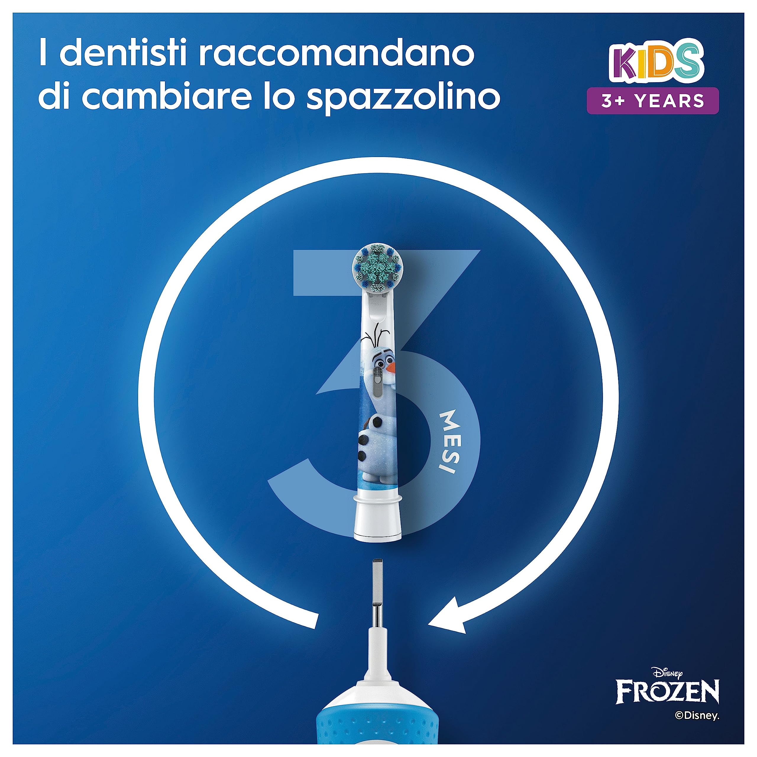 Oral-B Spazzolino Elettrico Ricaricabile Kids Con Personaggi Frozen Disney, 1 Testina, 1 Custodia Da Viaggio, 1 Spazzolino