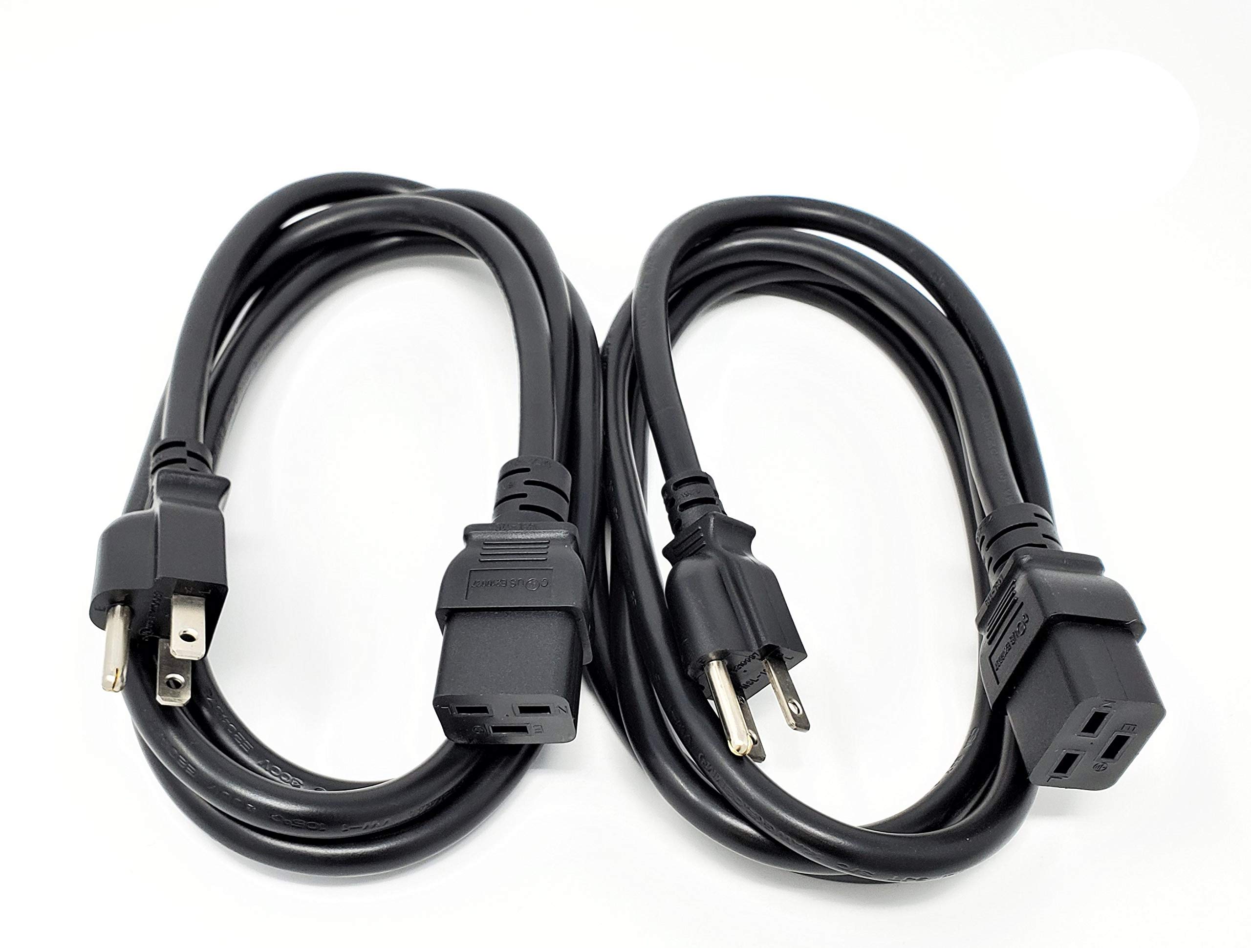 MICRO CONNECTORSInc. 6 Feet C19 to NEMA 5-15P 14AWG AC Power Cord/ 2-Pack/Black (M05-117UL-2P)