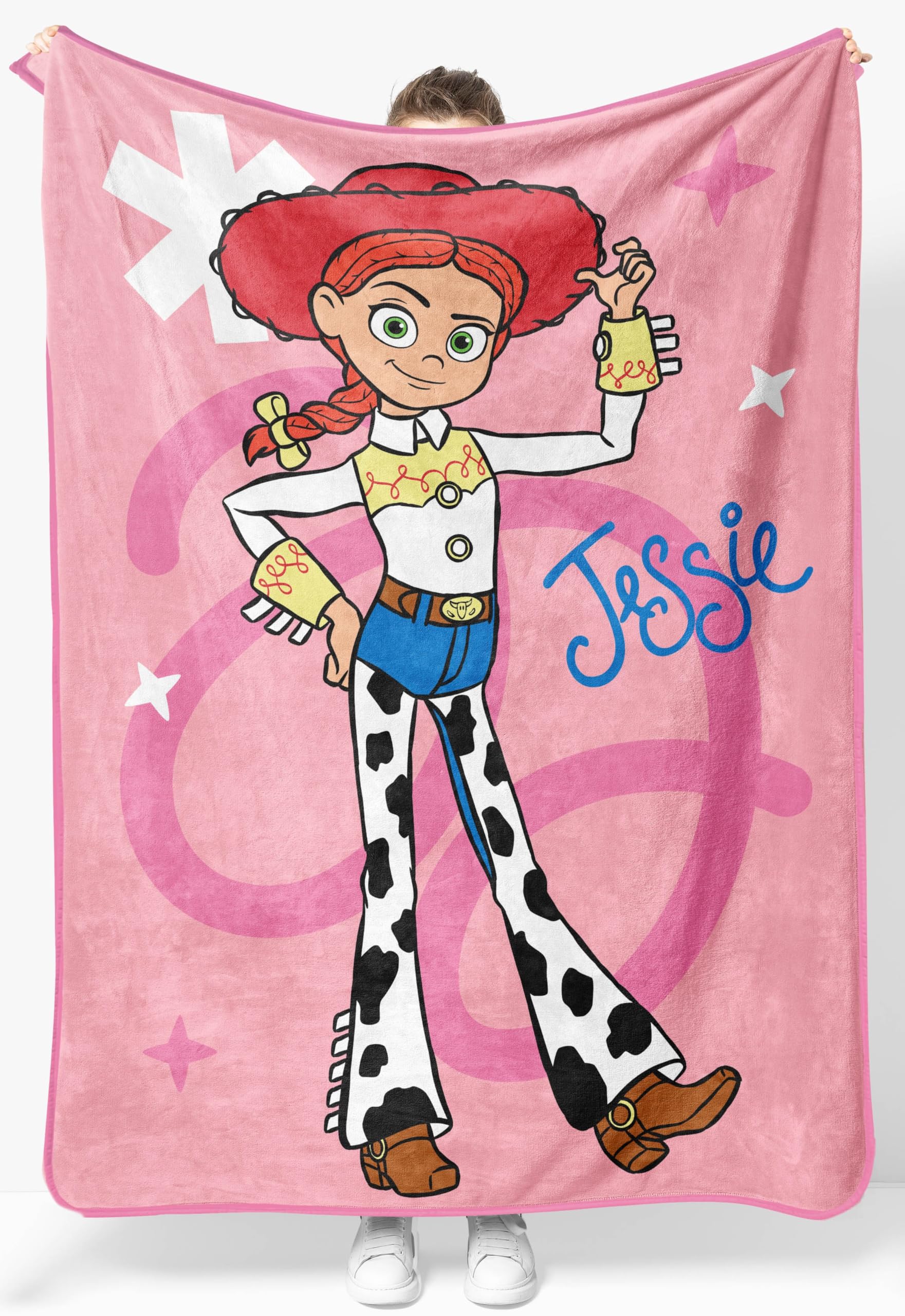 Jay Franco Plush Throw Blanket – 46" x 60" Inch Kids Soft & Cozy Fleece Throw for Bedroom & Couch Décor, Official Licensed Product, Pink - Toy Story Jessie