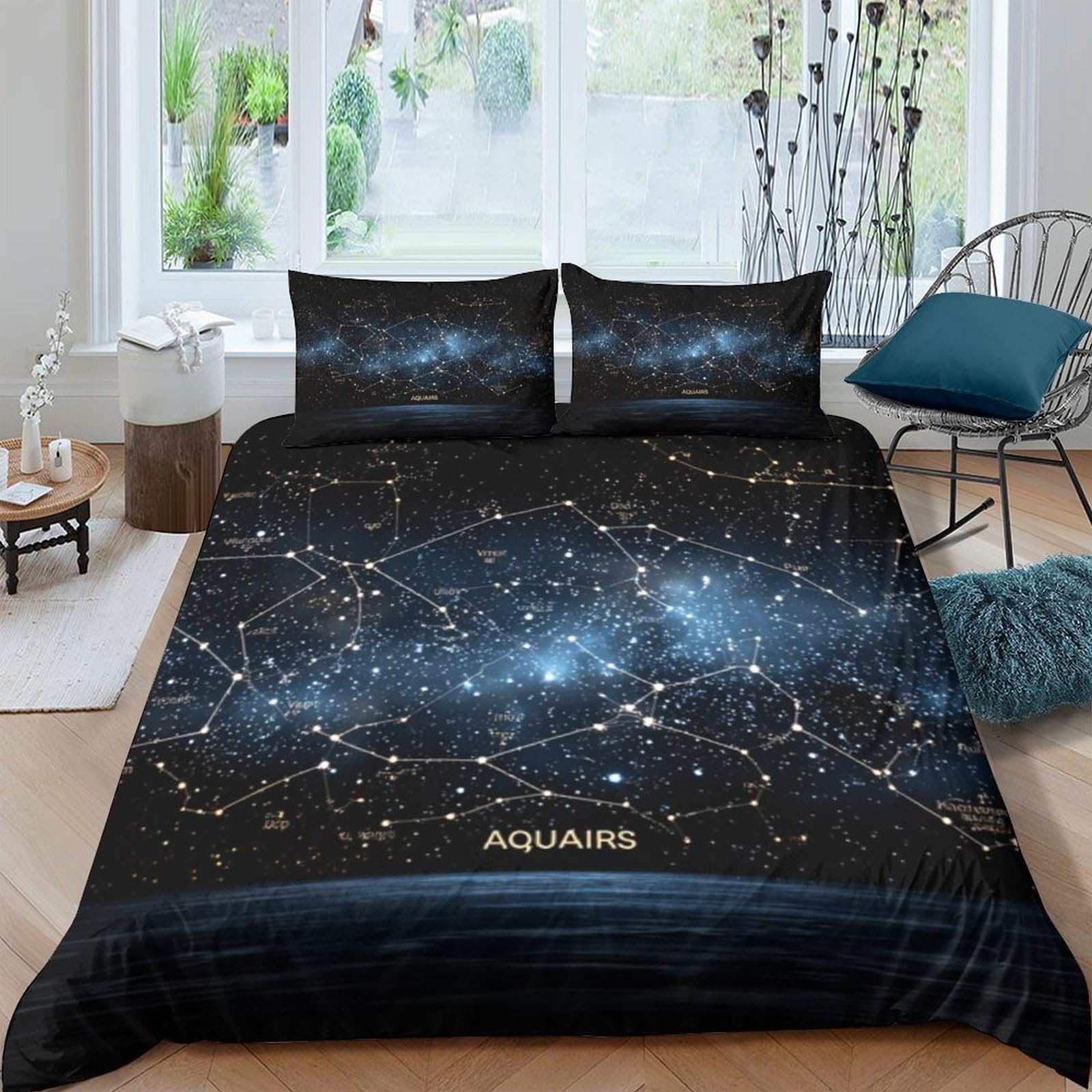 Fantasia Galassia 3D Stampata Copripiumino Microfibra Decorazione Camera Set Biancheria Zodiacale Adulto Morbido Traspirante Regalo Super king（260x220cm）