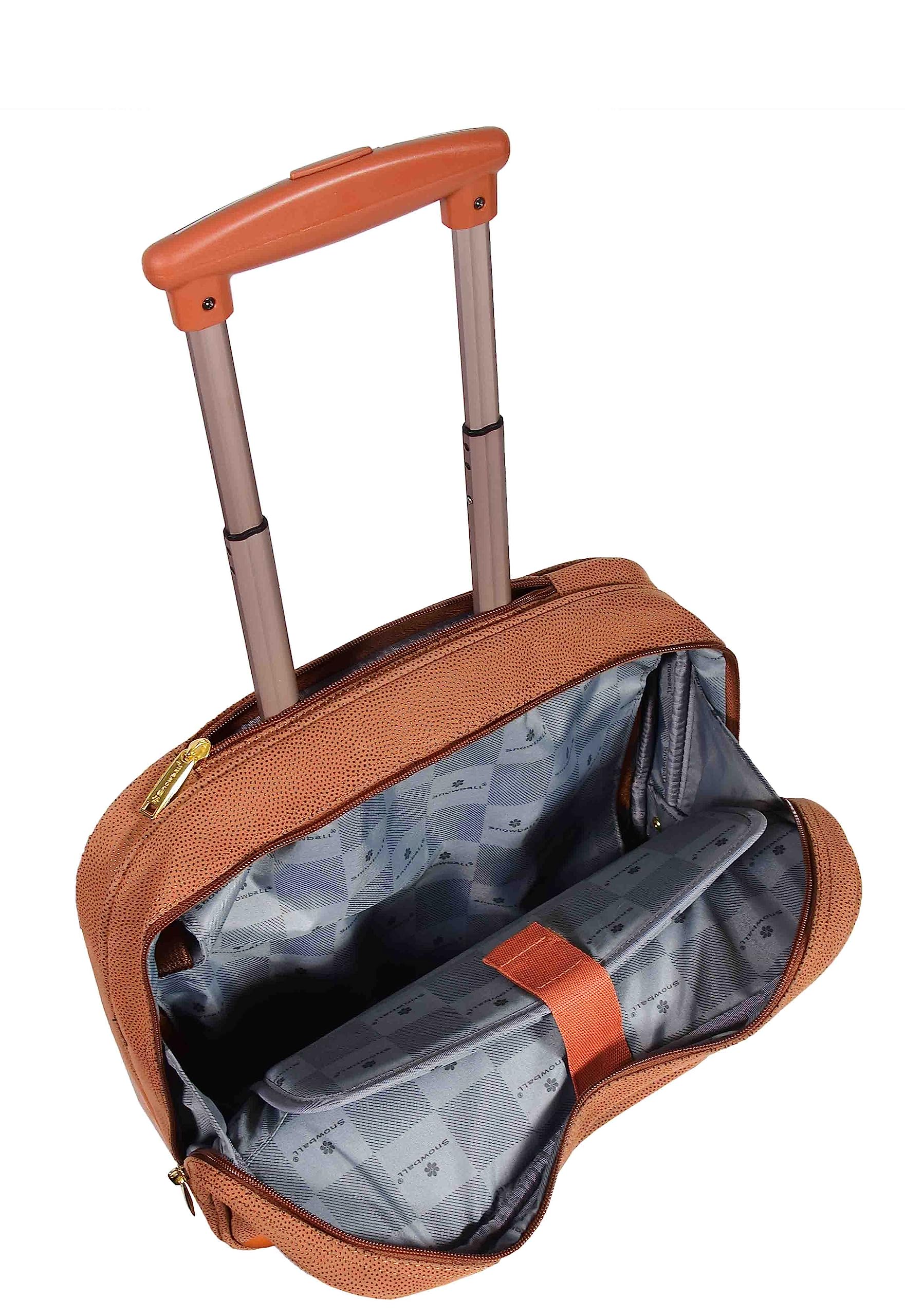 House Of Leather Maletín organizador de viaje con ruedas, ante sintético, estilo Cádiz, color rojo camello, marrón claro, M, Estuche piloto con ruedas