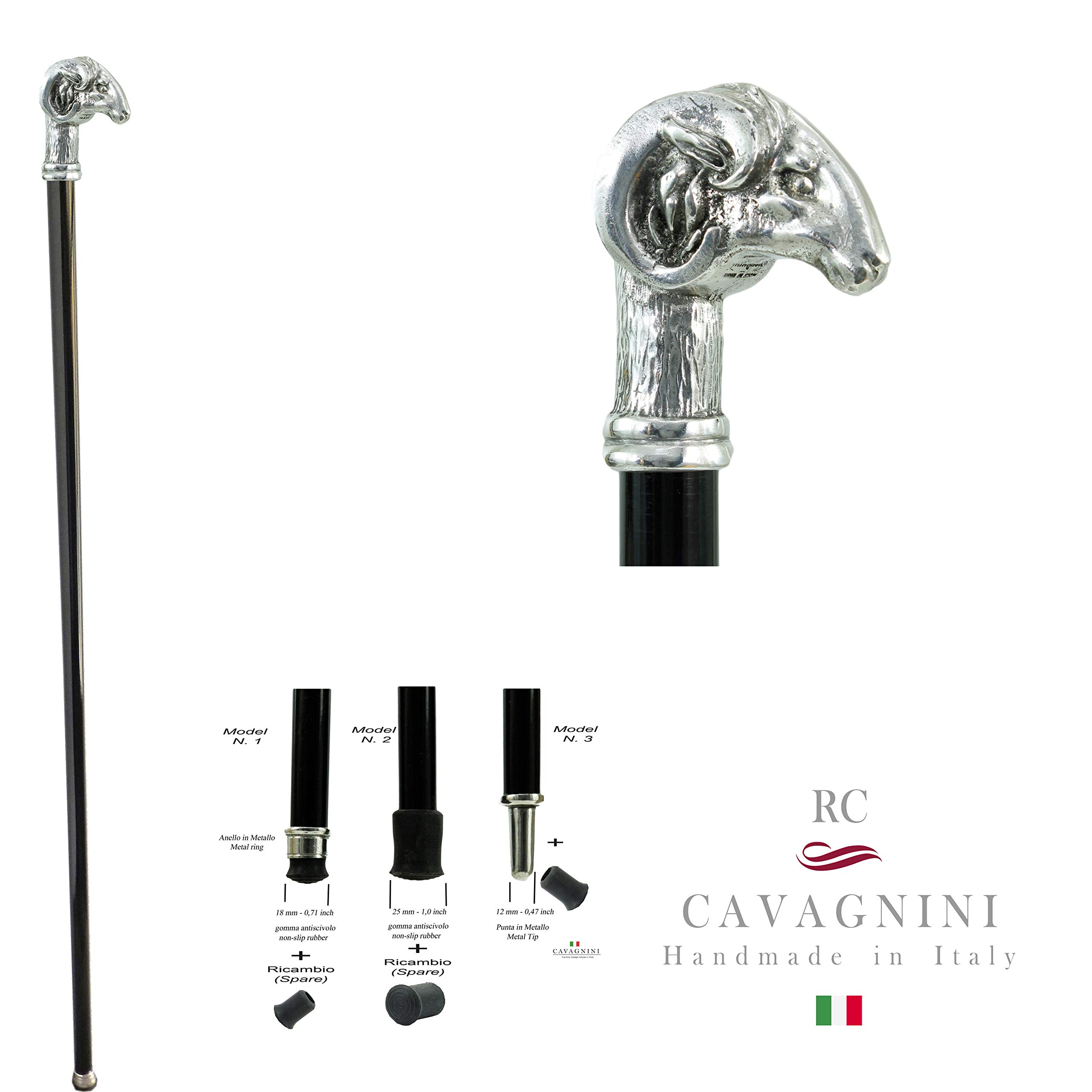 Italia - Bastón de Paseo Personalizable para Ancianos, Elegante, de Madera y Metal, Calidad Artesanal