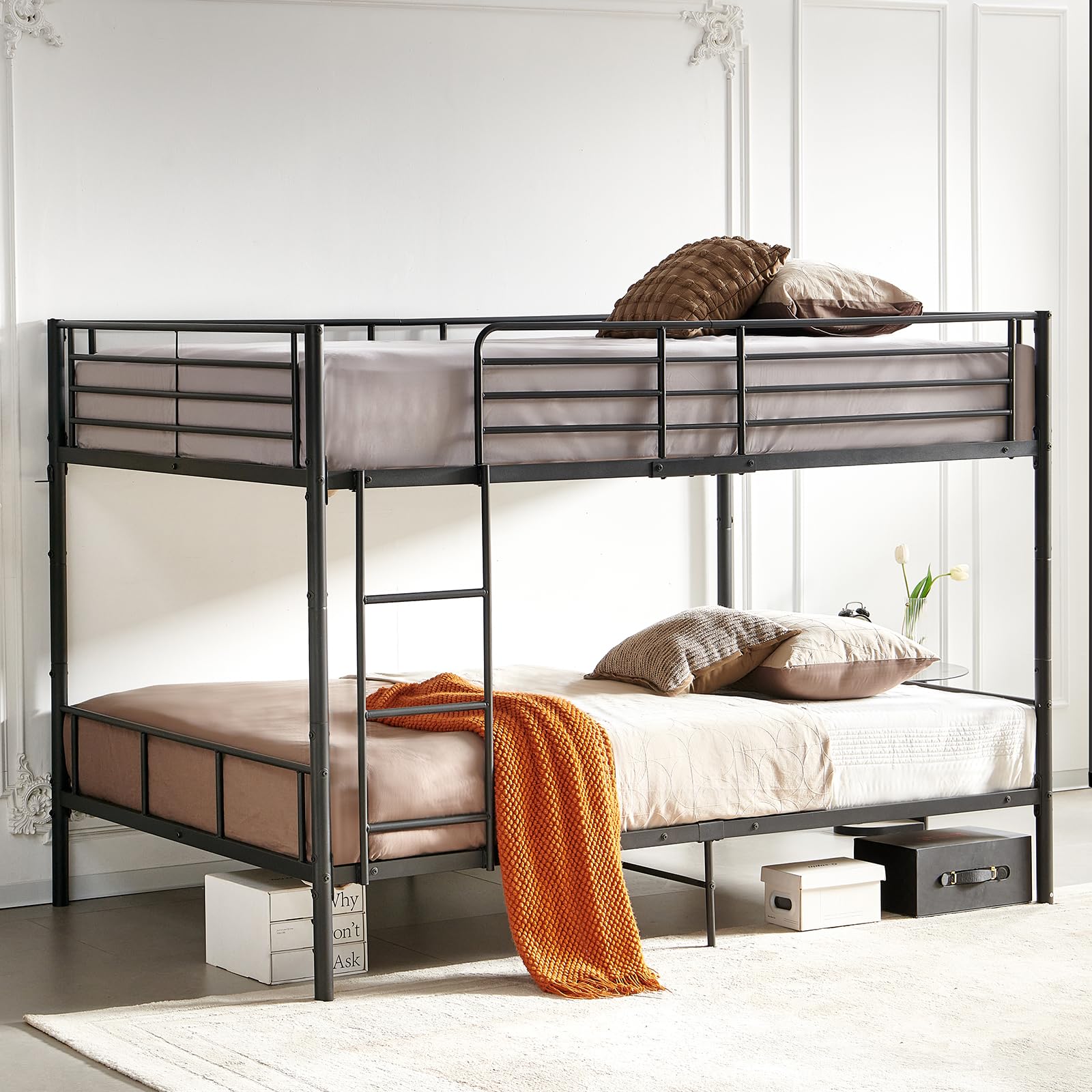 Letto a castello in metallo a 2 pezzi - Struttura robusta, scala, sponde di protezione, silenzioso | Leroy Merlin