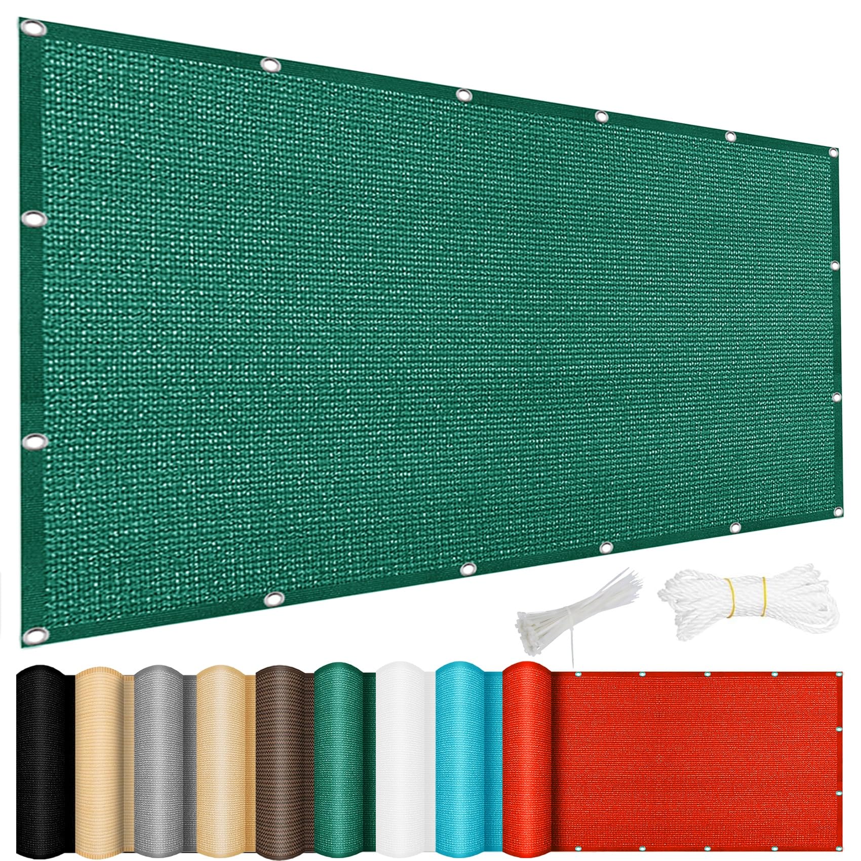 Toiles ombrages PEHD 340 x 360 cm, auvent respirant de terrasse, vert foncé