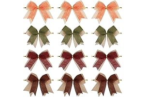 Decorative 12-Piece Burlap Bow Embellishments for Autumnal Crafts