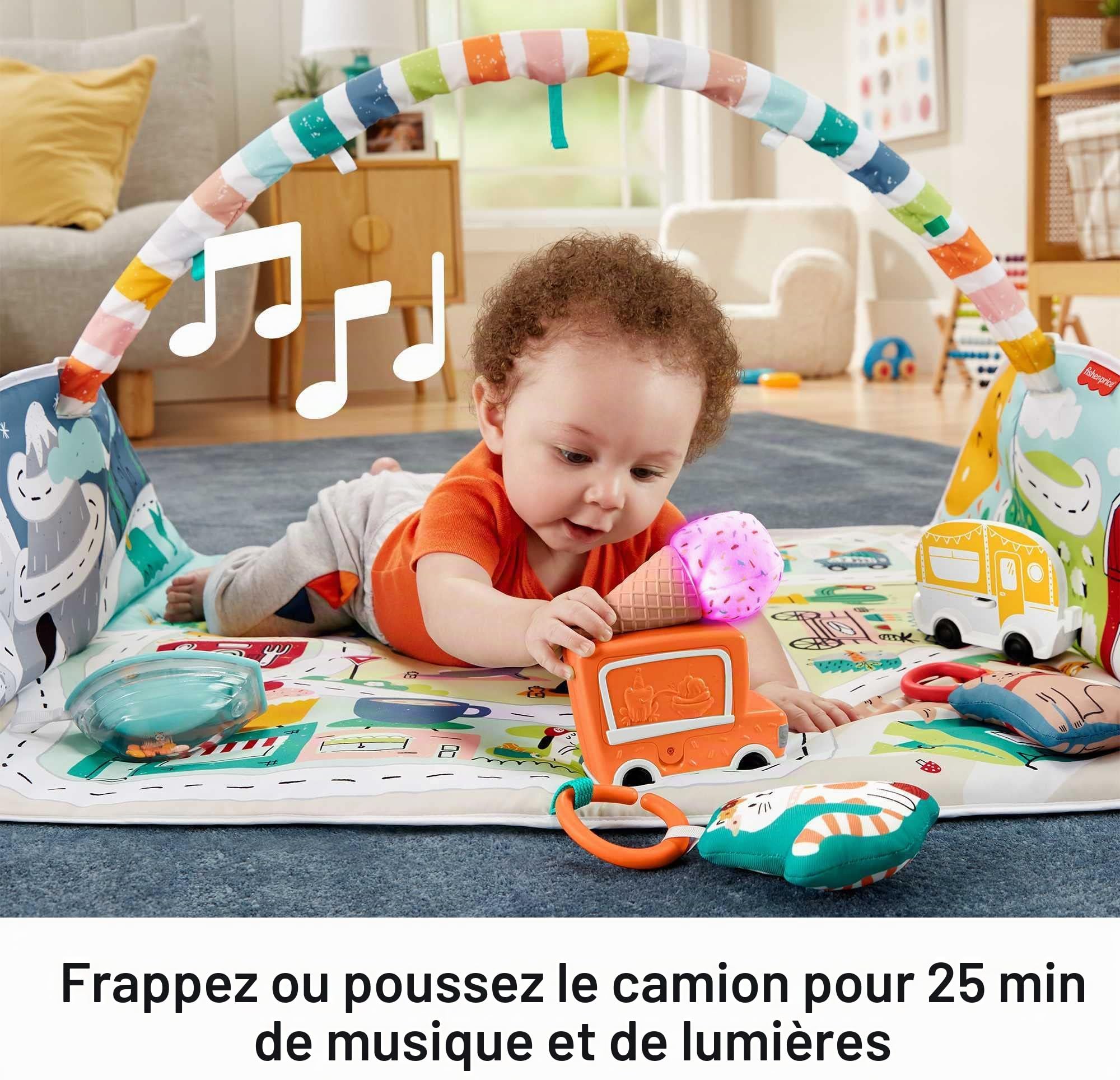 Fisher-Price Tapis de Jeu Decouvertes Évolutif Bebe Extra-Large de la Ville, Musique, Lumiares et Jouets Amovibles, das la Naissance, GRV42