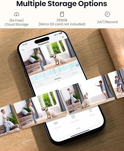 Miniatura 8 de ieGeek - Cámaras de seguridad para el hogar de 2K, cámara para mascotas de 360° con seguimiento automático, detección de movimiento y sonido, visión