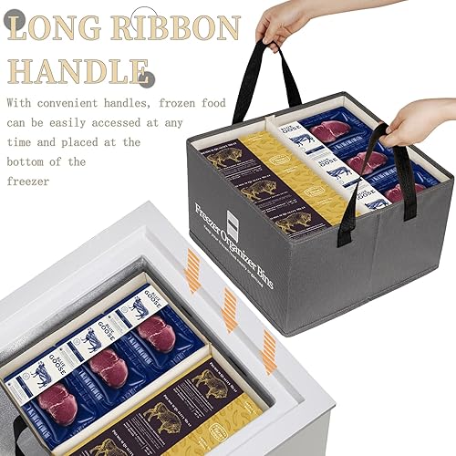 Miniatura 3 de Contenedores organizadores para congelador, paquete de 2 contenedores organizadores plegables para congelador profundo de 15 x 14 x 9 pulgadas,