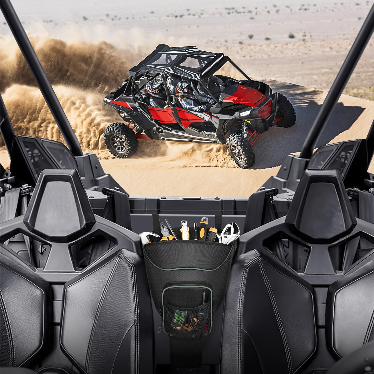 Frokom RZR Bolsa de almacenamiento, bolsa central UTV 1680D con múltiples bolsillos, bolsa de asiento central UTV para Polaris RZR XP 1000 Turbo S 900 570 800 2014 2015 2016 2017 2018 2019 2020 2021