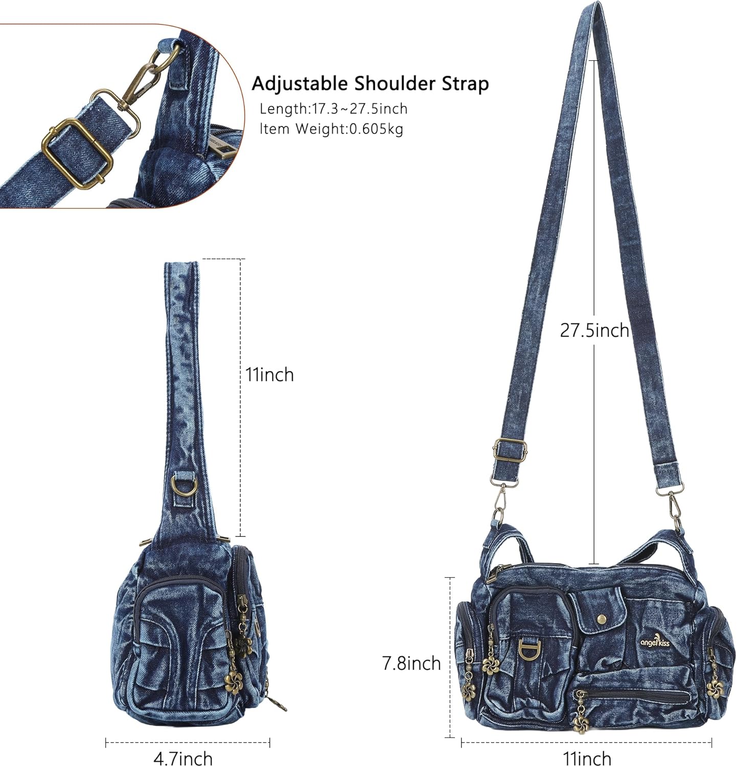 Angel Kiss Hobo Bags for Women,Vintage Shoulder Purses for Women,Small Crossbody Handbag with Adjustable Strap - Image 4