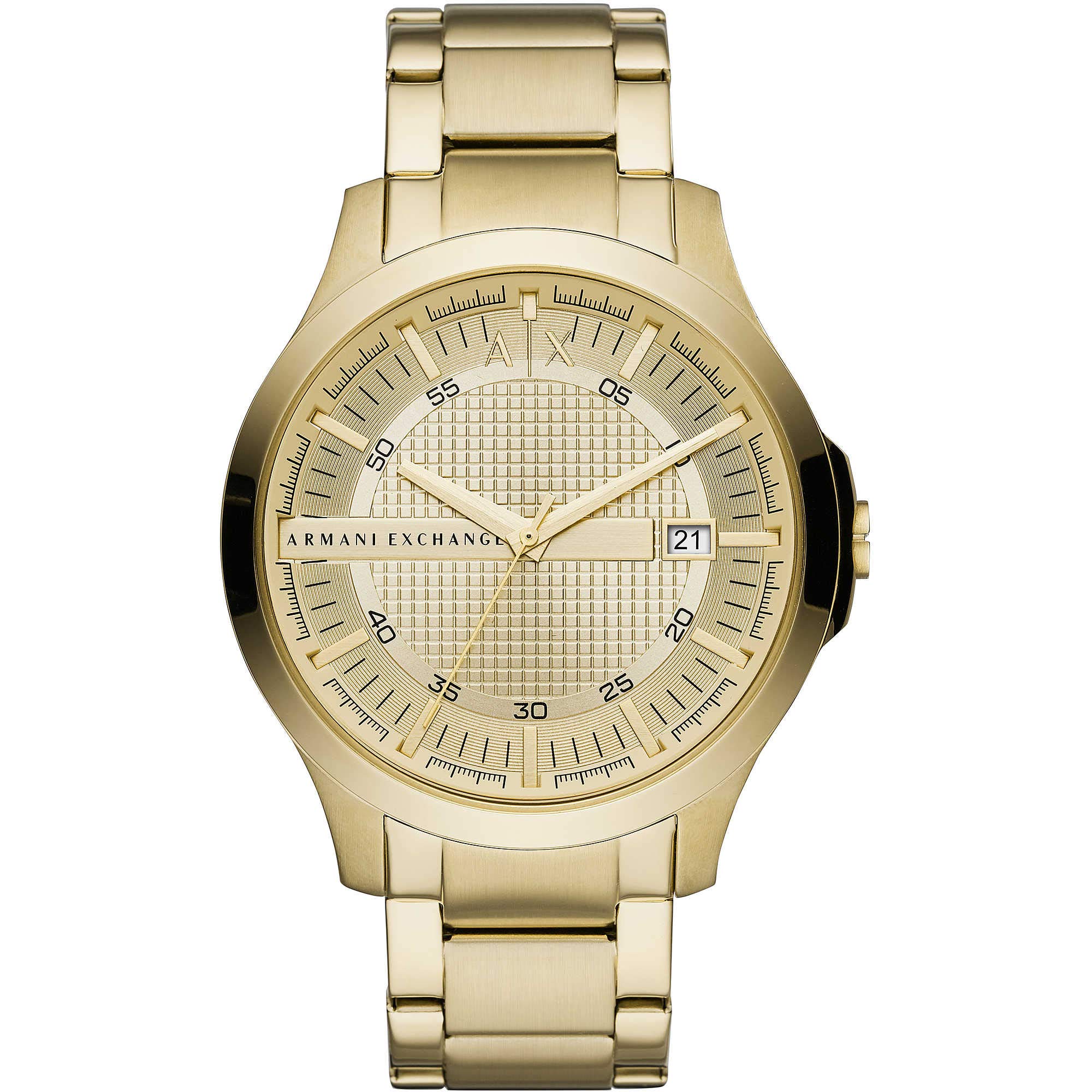Armani Exchange Analog AX Men's Stainless Steel Quartz Dress Watch, Gold, 46mm, bracelet