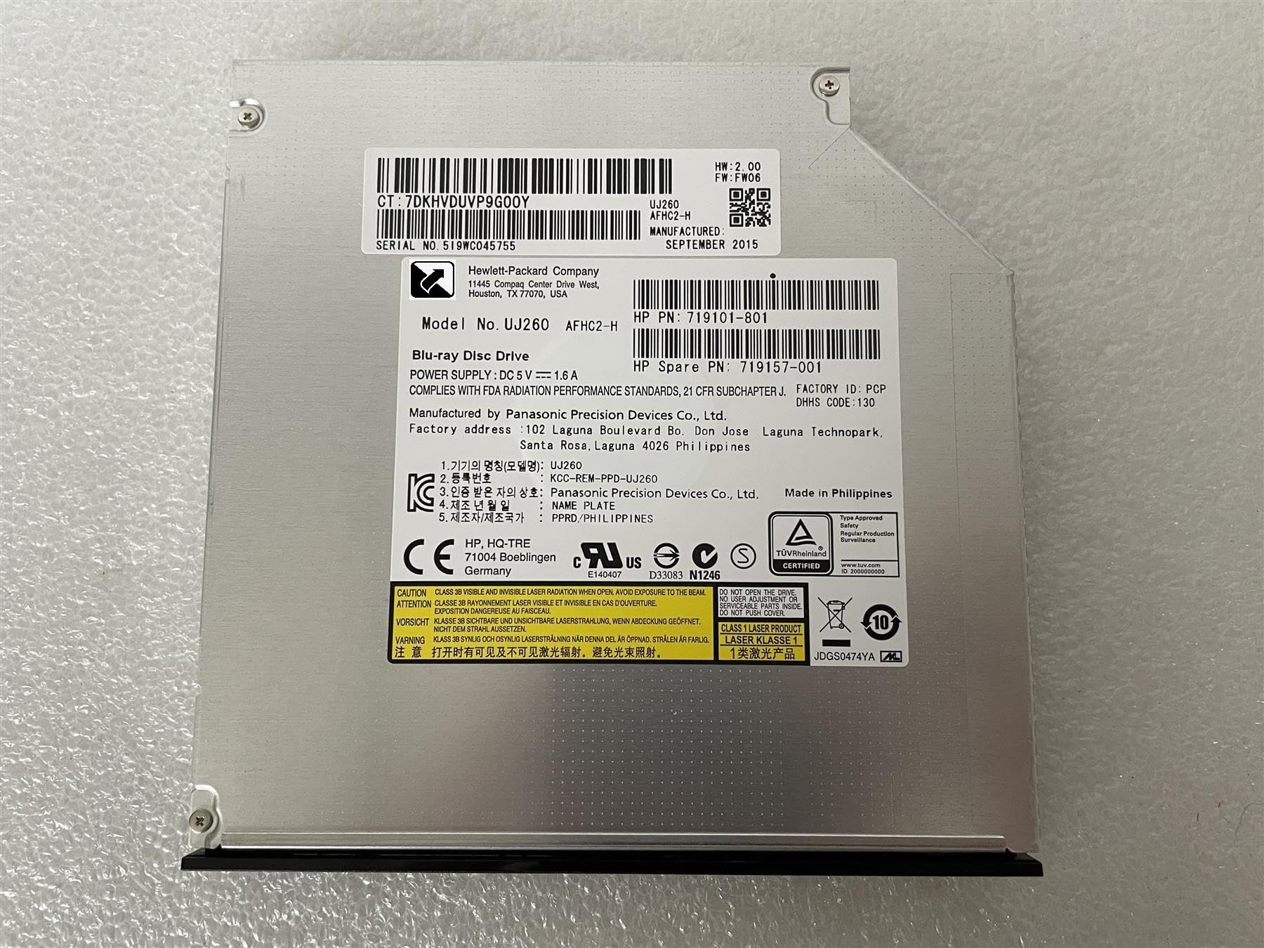 Pour Panasonic 719101-801 UJ260 719157-001 Blu-RAY Blu-ray DVD Blue Blu Ray Blue-Ray Disque H P BDXL Disque SATA DVD Blu Ray