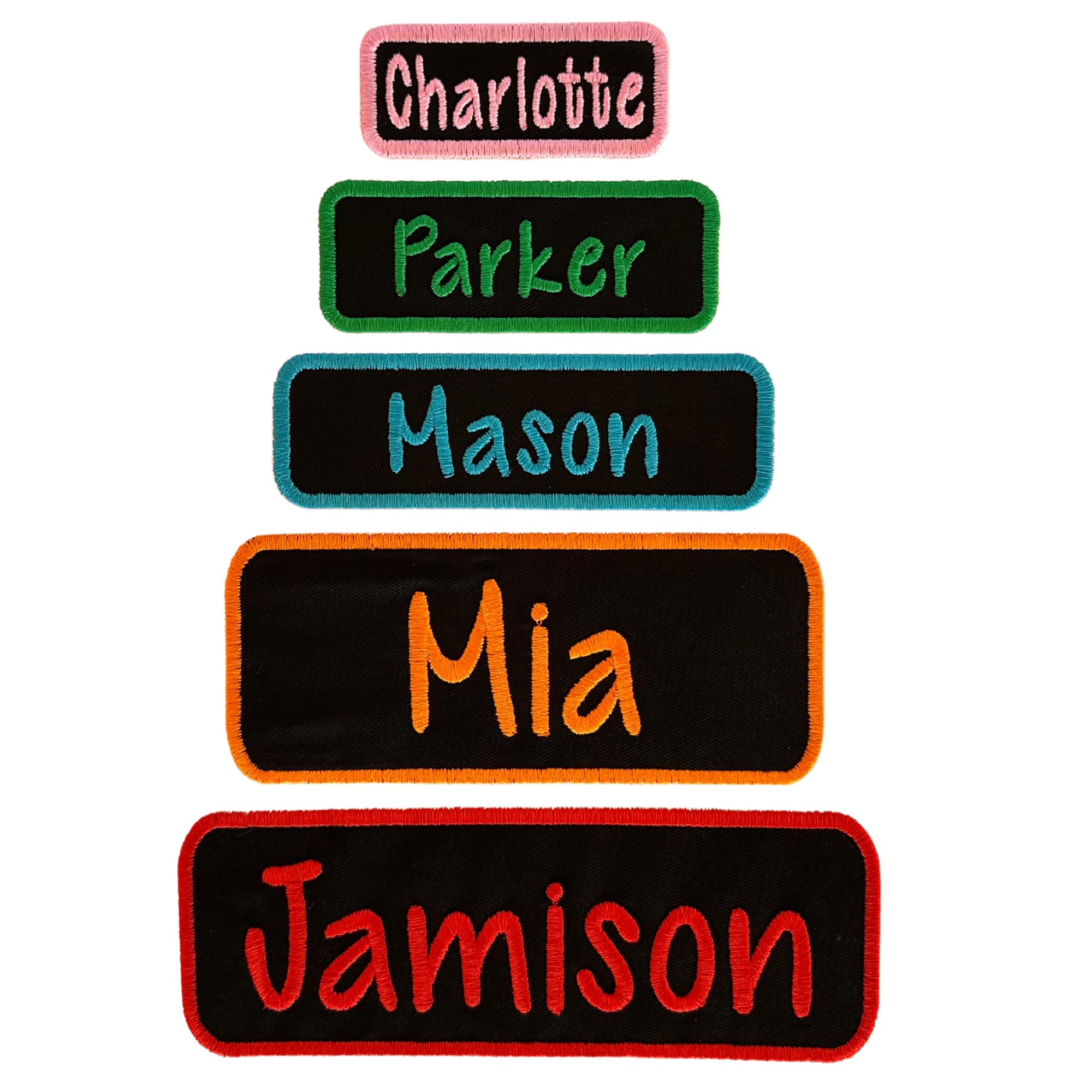 Custom Name Patch Personalized Tag - for Backpacks, Uniforms, Jackets and More - Choose Your Size and Thread Color - Iron On Or Sew On (1 Patch)