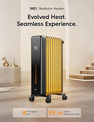 Miniatura 2 de Dreo Calentador de radiador lleno de aceite para uso en interiores, 8 protecciones de seguridad, calentadores eléctricos de 1500 W para habitaciones