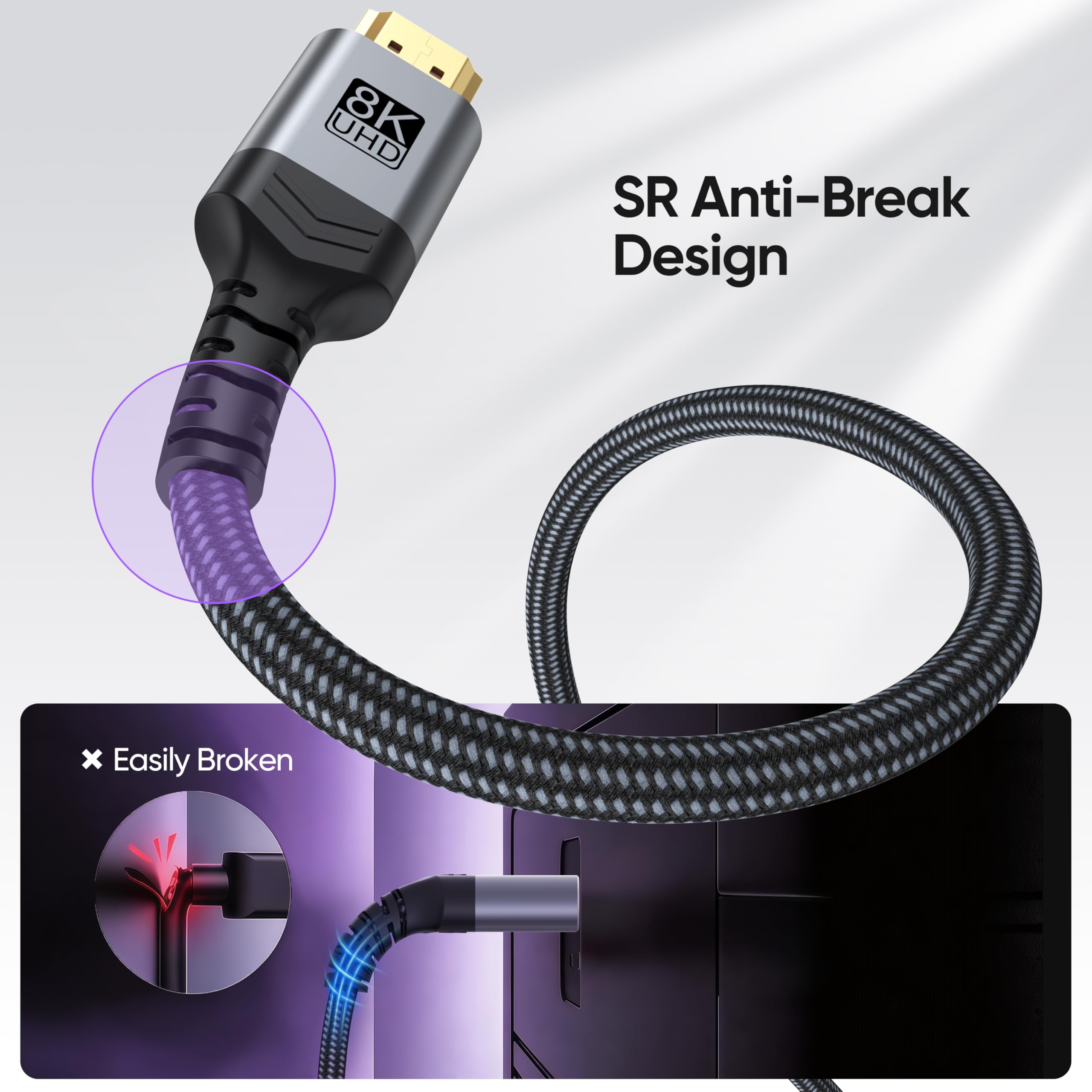 Confezione da 10 cavi HDMI 2.1 da 8 K, 3 m, cavo HDMI lungo Multipack, cavi HDMI eARC ad alta velocità da 48 Gbps, 4K a 144 Hz 8K a 60 Hz, HDR10, eARC, HDCP per computer, monitor, HDTV, TV, Soundbar