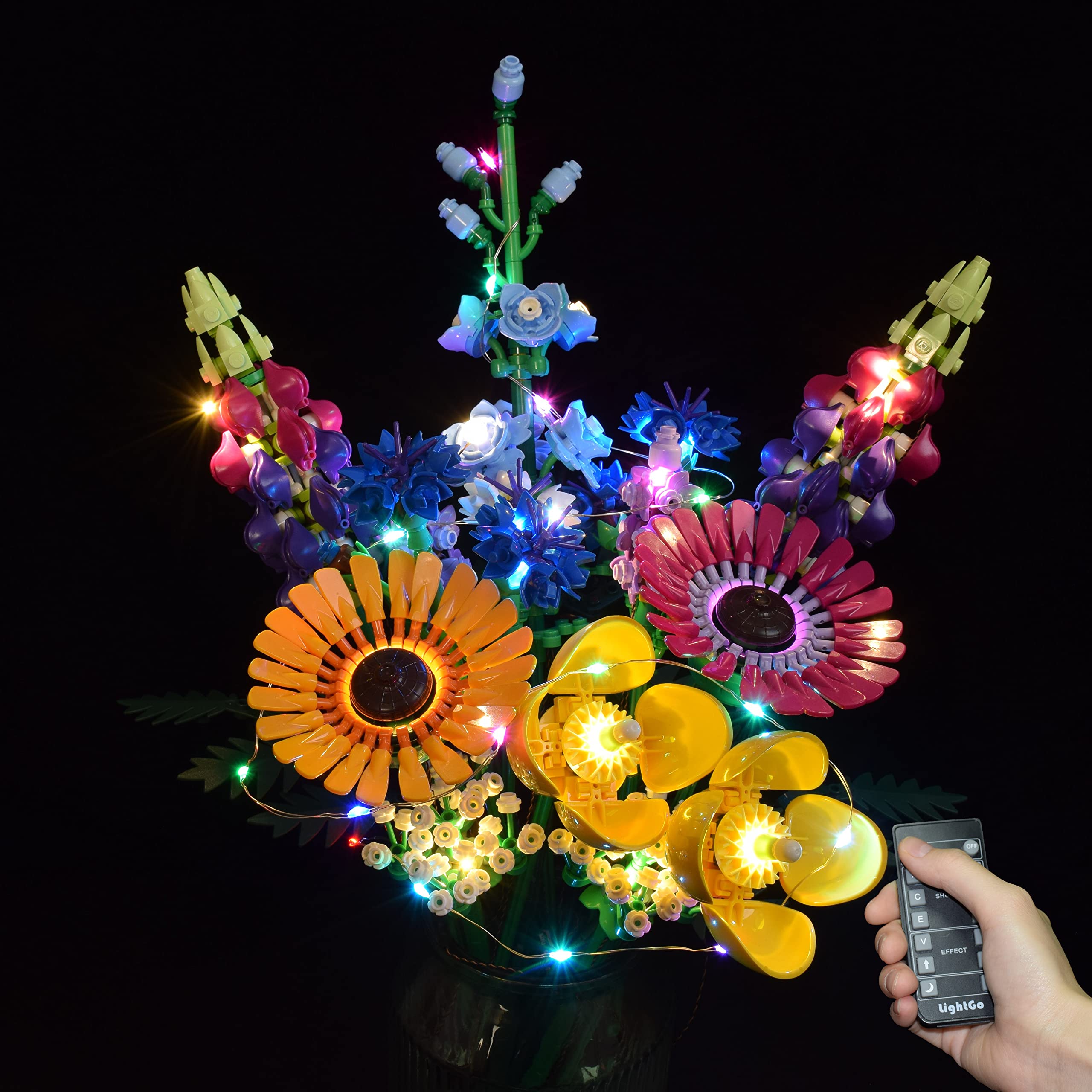 LightGo LED Lighting Kit with Battery Box Designed for Lego 10313 Wildflower Bouquet Flowers Building Set - Not Include Model (Remote Version)